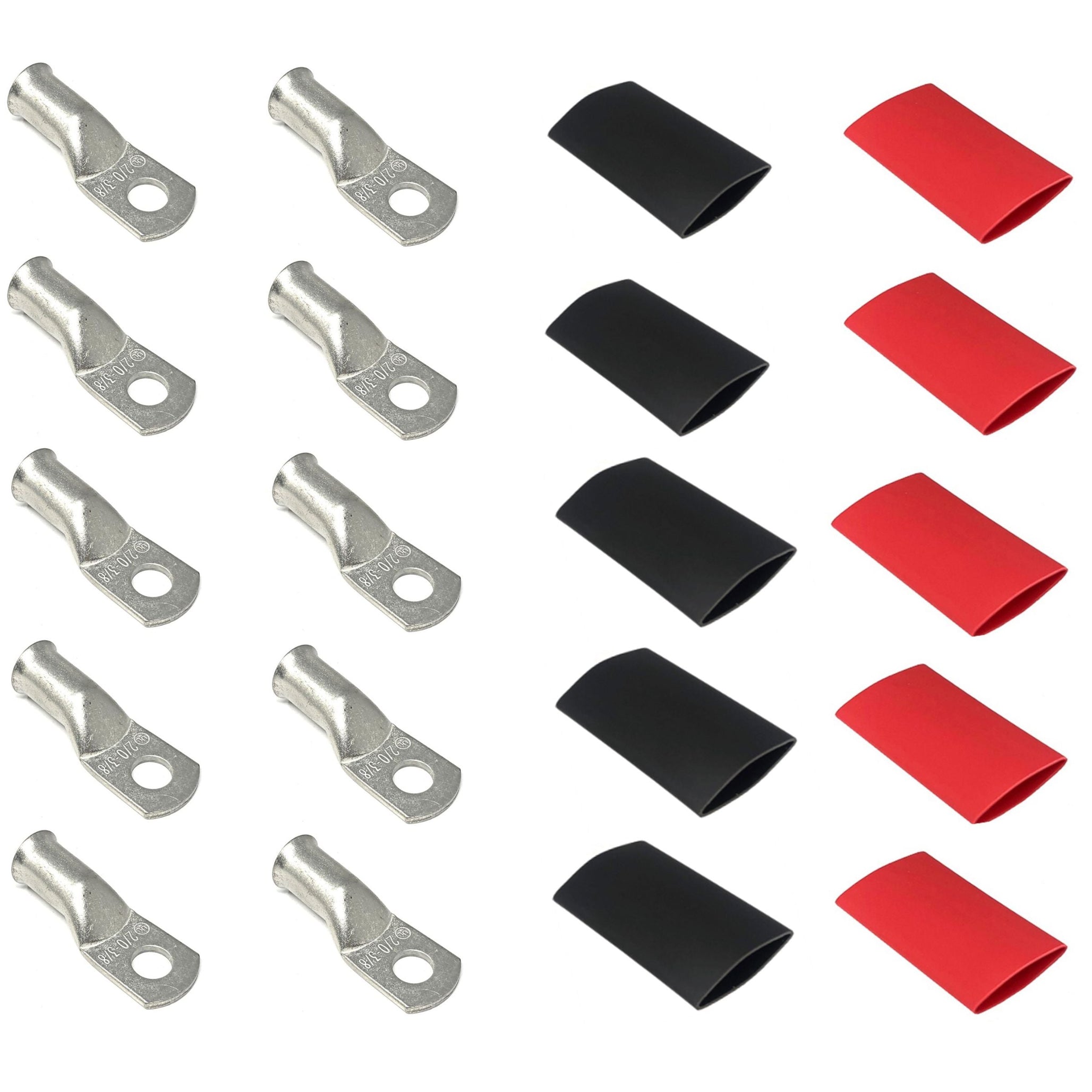 2/0 Gauge Cable Lugs with Heat Shrink Tubing