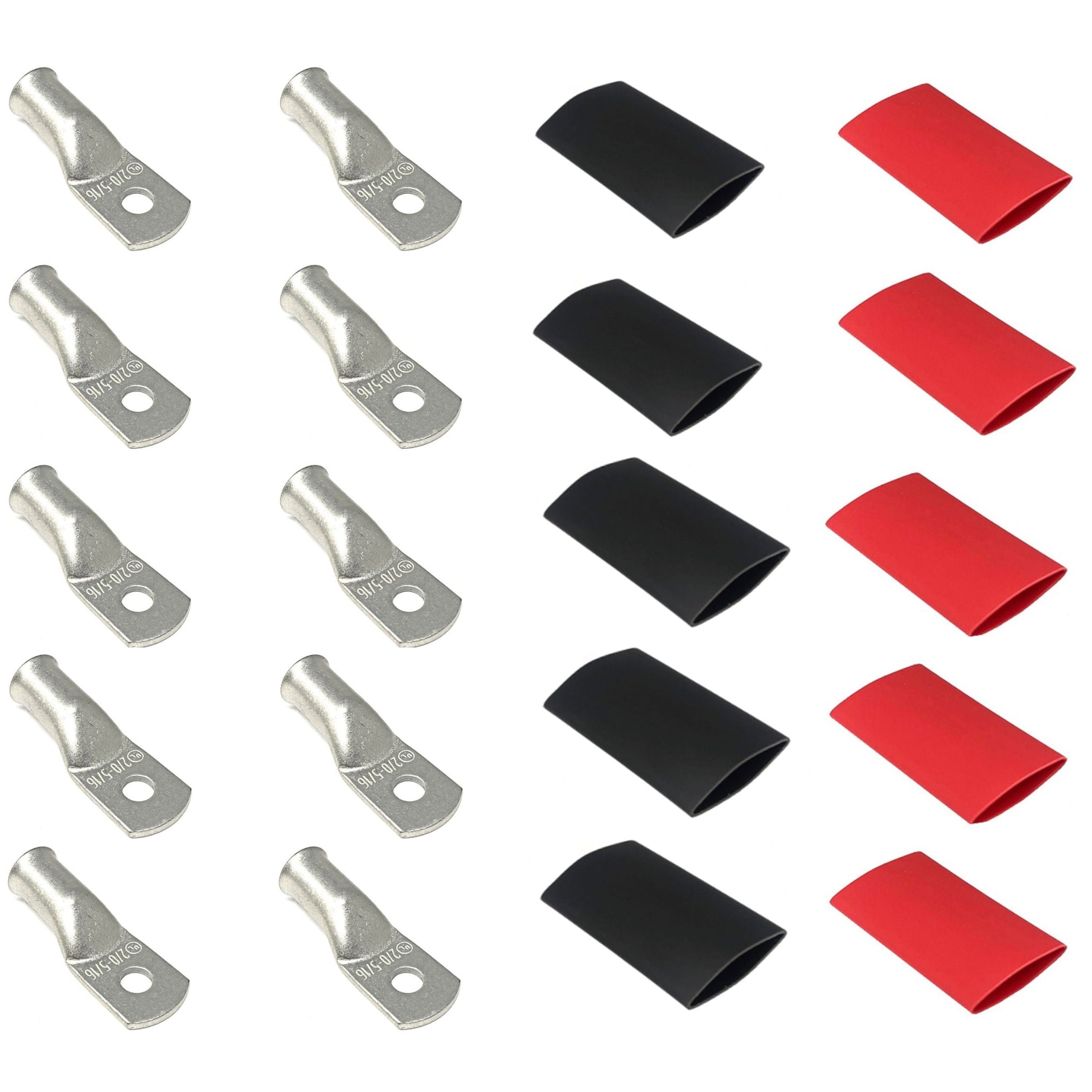2/0 Gauge Cable Lugs with Heat Shrink Tubing