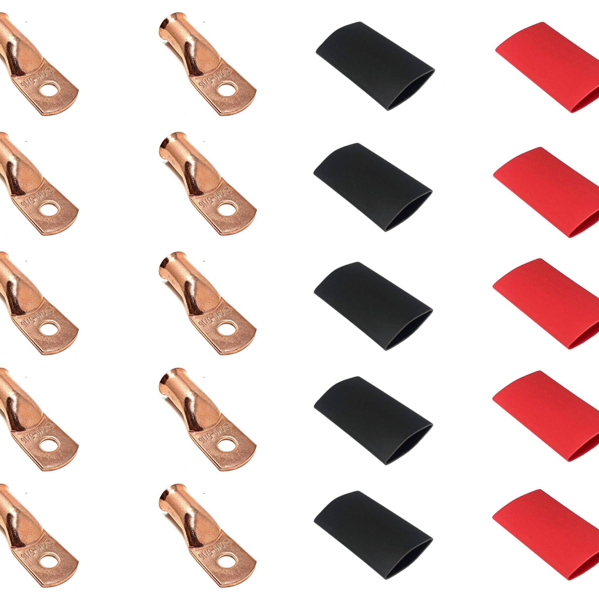 2/0 Gauge Cable Lugs with Heat Shrink Tubing