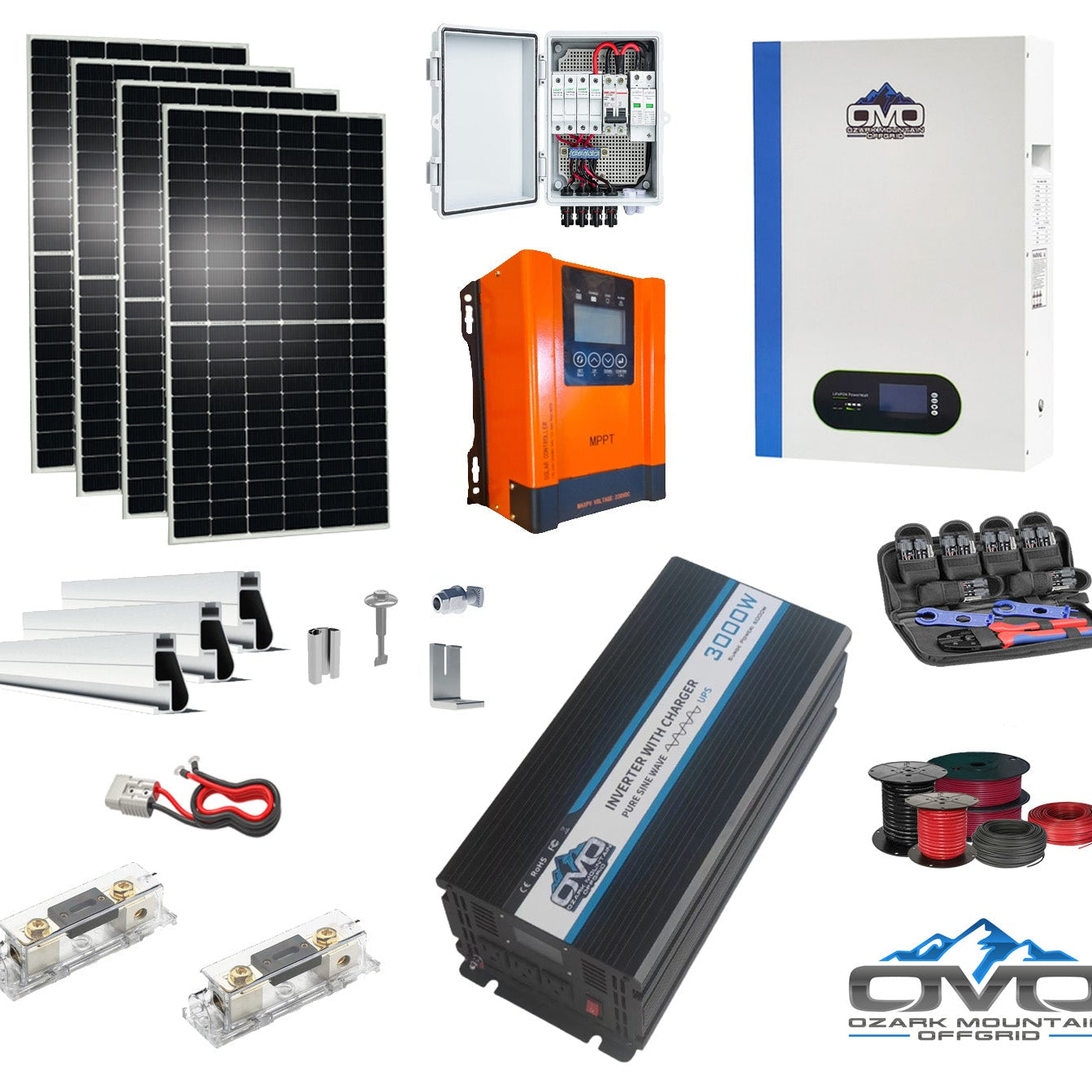 2.2KW Offgrid Solar Kit + OMO 5.12KW Patriot Lithium 48V Battery + 3KW  Inverter