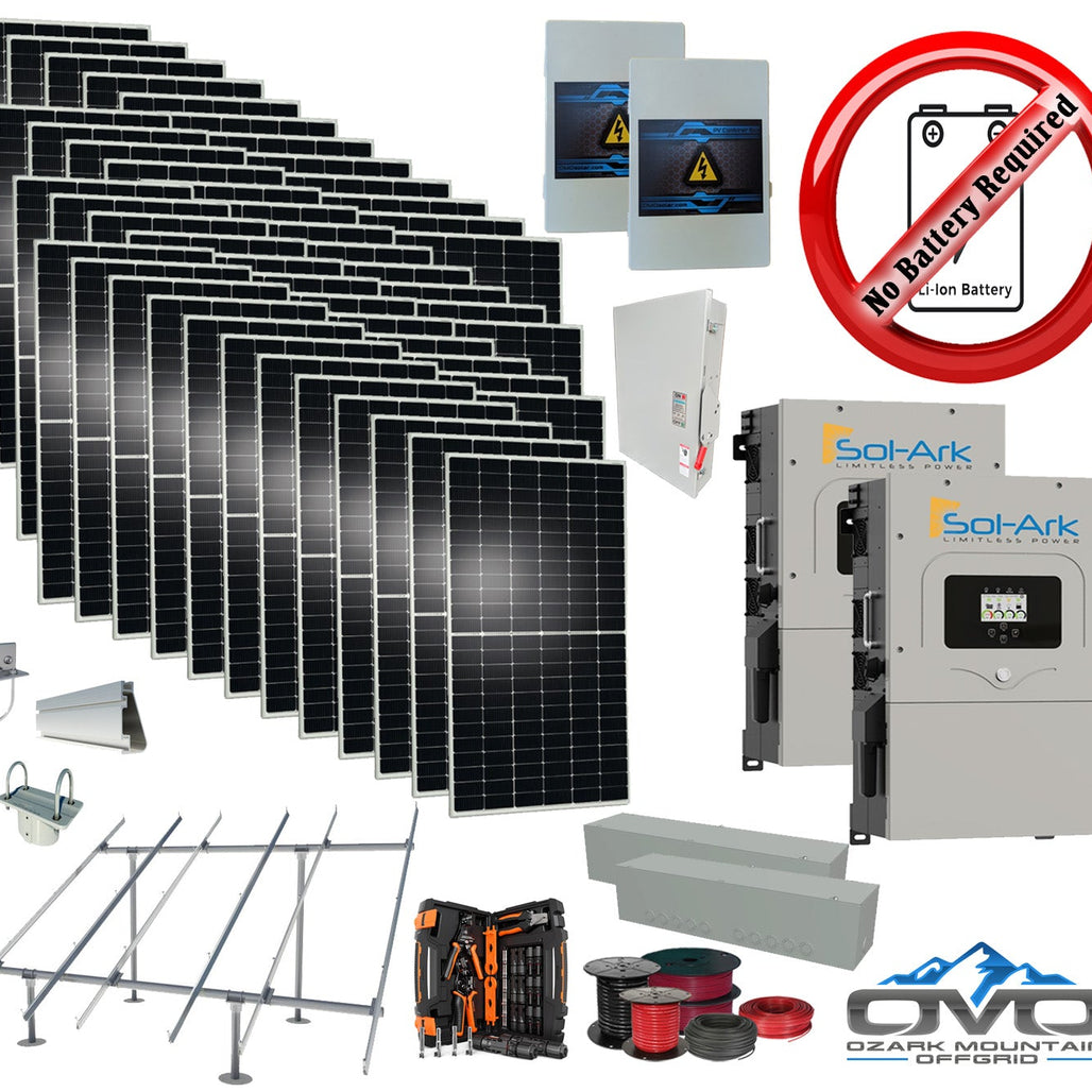 25KW Complete Offgrid Solar Kit + 2x 15K Sol-Ark Inverter +26.4KW Solar with Ground Mount and Wiring
