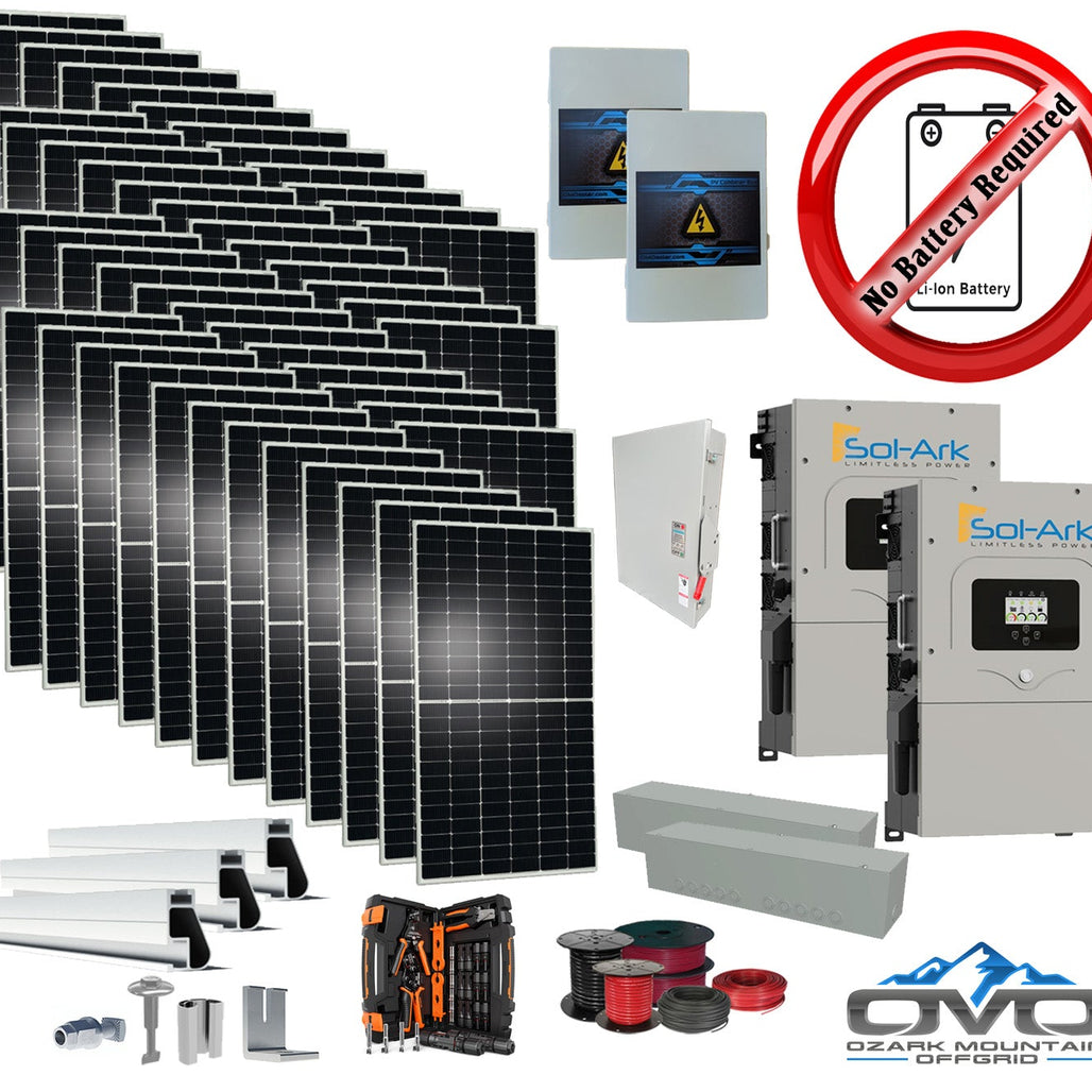 25KW Complete Offgrid Solar Kit + 2x 15K Sol-Ark Inverter +26.4KW Solar with Mounting Rails and Wiring