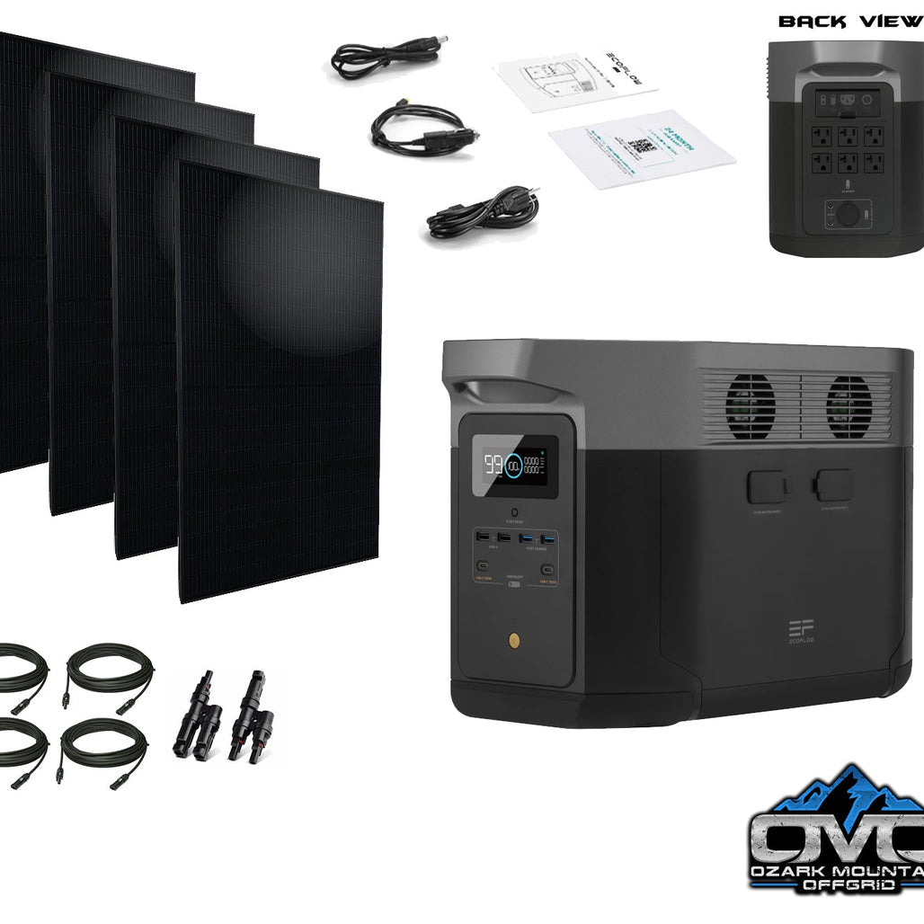 EcoFlow DELTA Max 2 - 2400 Watt Solar Generator / 2016wh Lithium Storage / 1300w Solar Complete Offgrid Kit