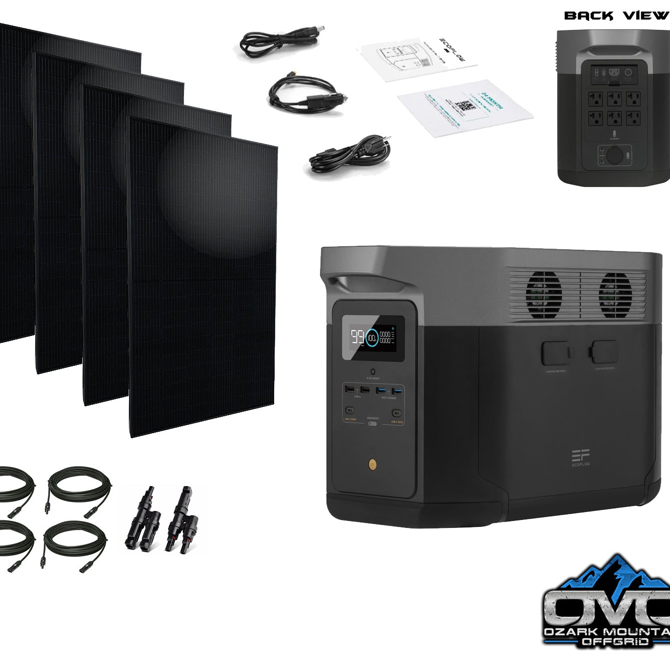 EcoFlow DELTA Max 2 - 2400 Watt Solar Generator / 2016wh Lithium Storage / 1300w Solar Complete Offgrid Kit