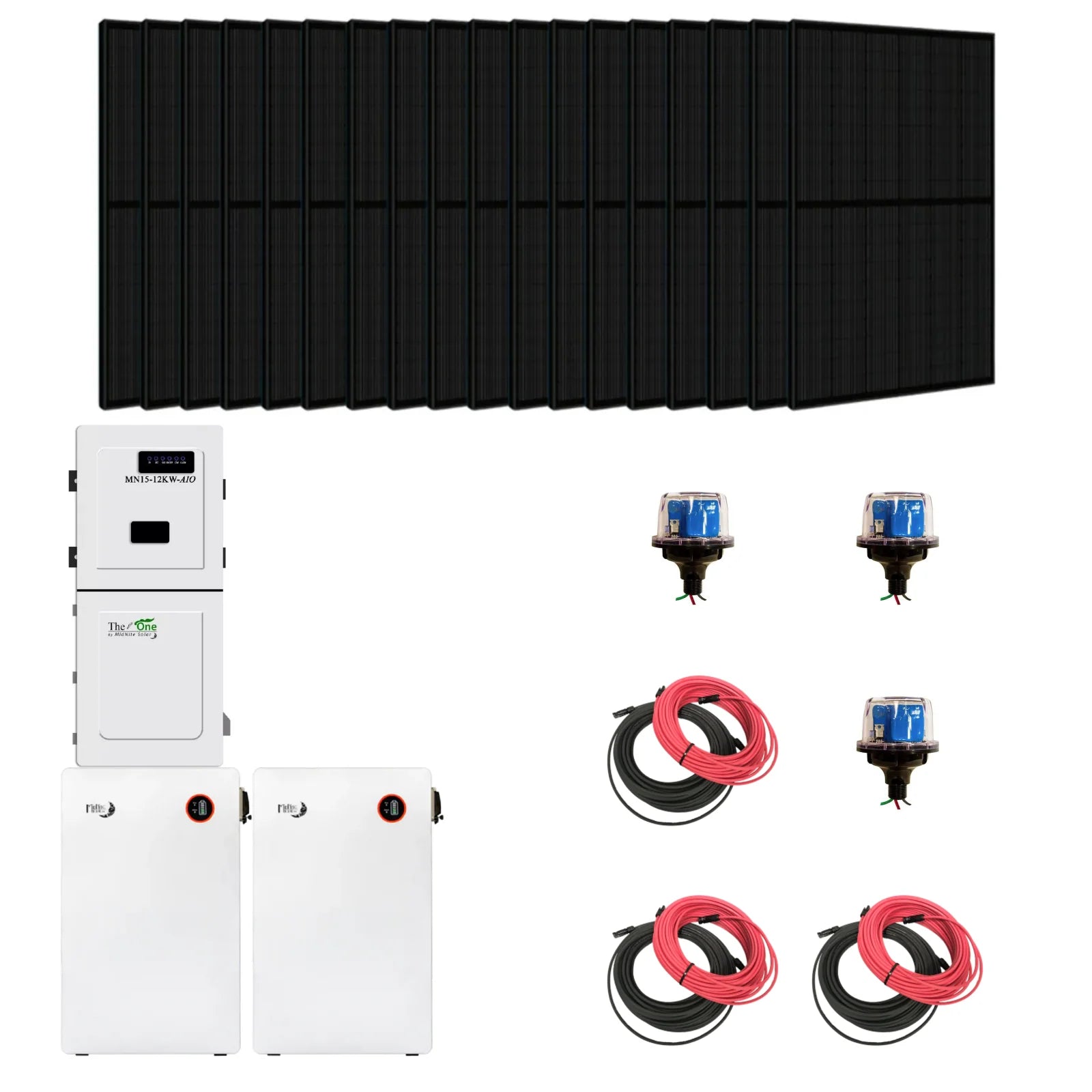 Complete Hybrid Solar Kit - Midnite Solar TheOne Hybrid Inverter | 11.4kW 120/240V Output | 48V 310AH 16.1kWh Midnite Solar AllWeather Lithium Battery | 14.4kW+ of Solar PV