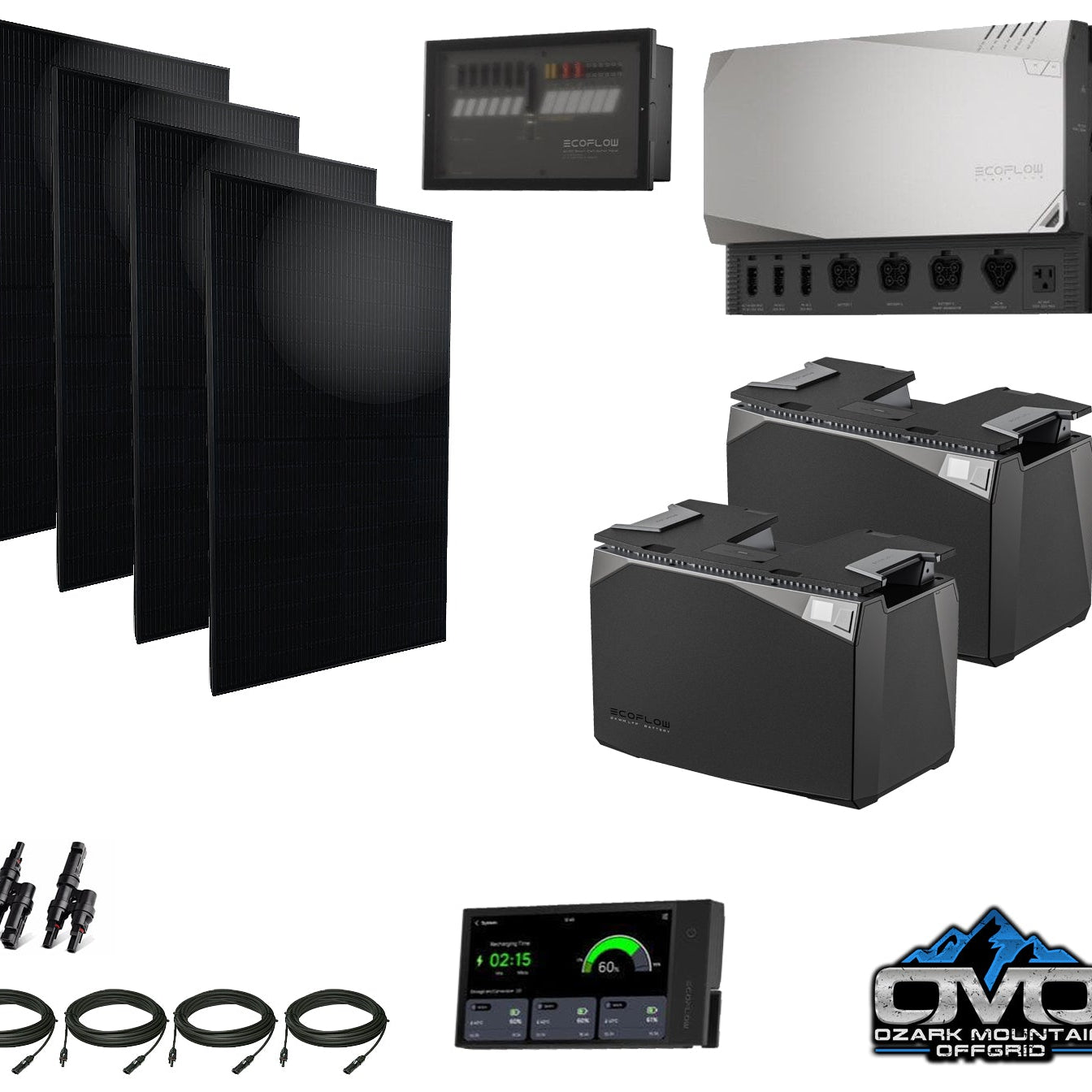 EcoFlow Power Kit 120V Output - 1x 3600 Watt Solar Generator / 4000wH Lithium Storage /1300w Solar Complete Offgrid Kit