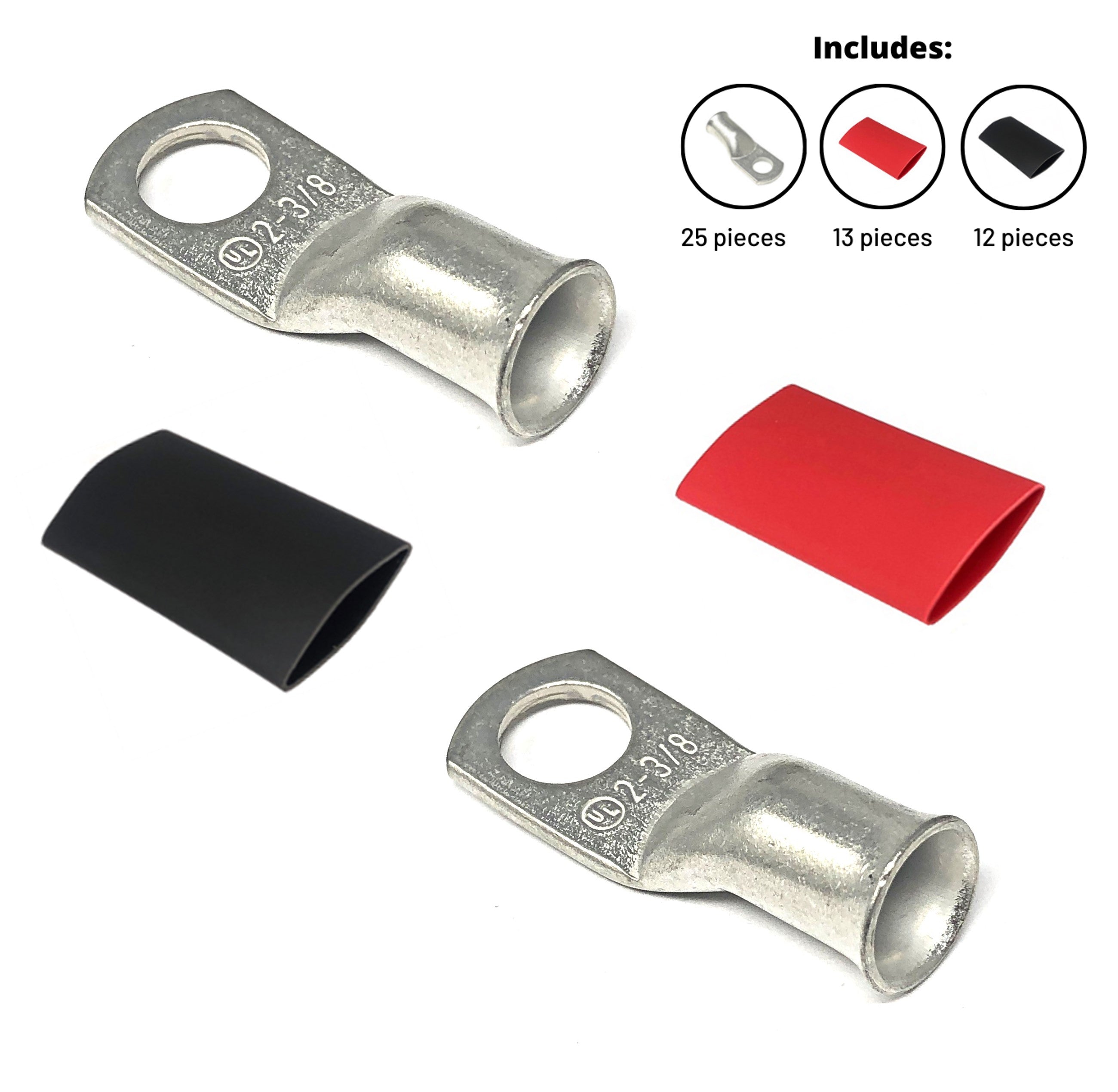 2 Gauge Cable Lugs with Heat Shrink Tubing Kit