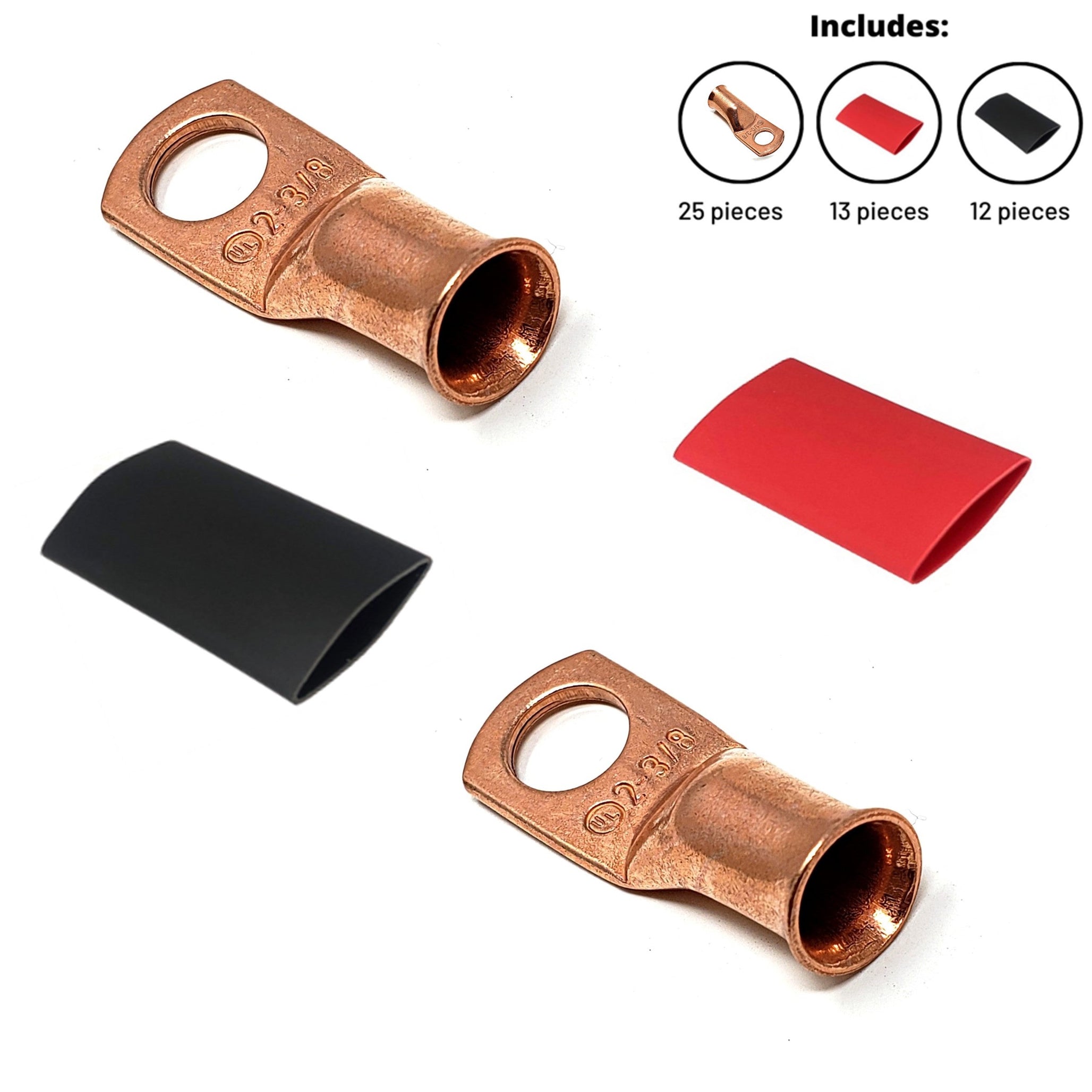 2 Gauge Cable Lugs with Heat Shrink Tubing Kit