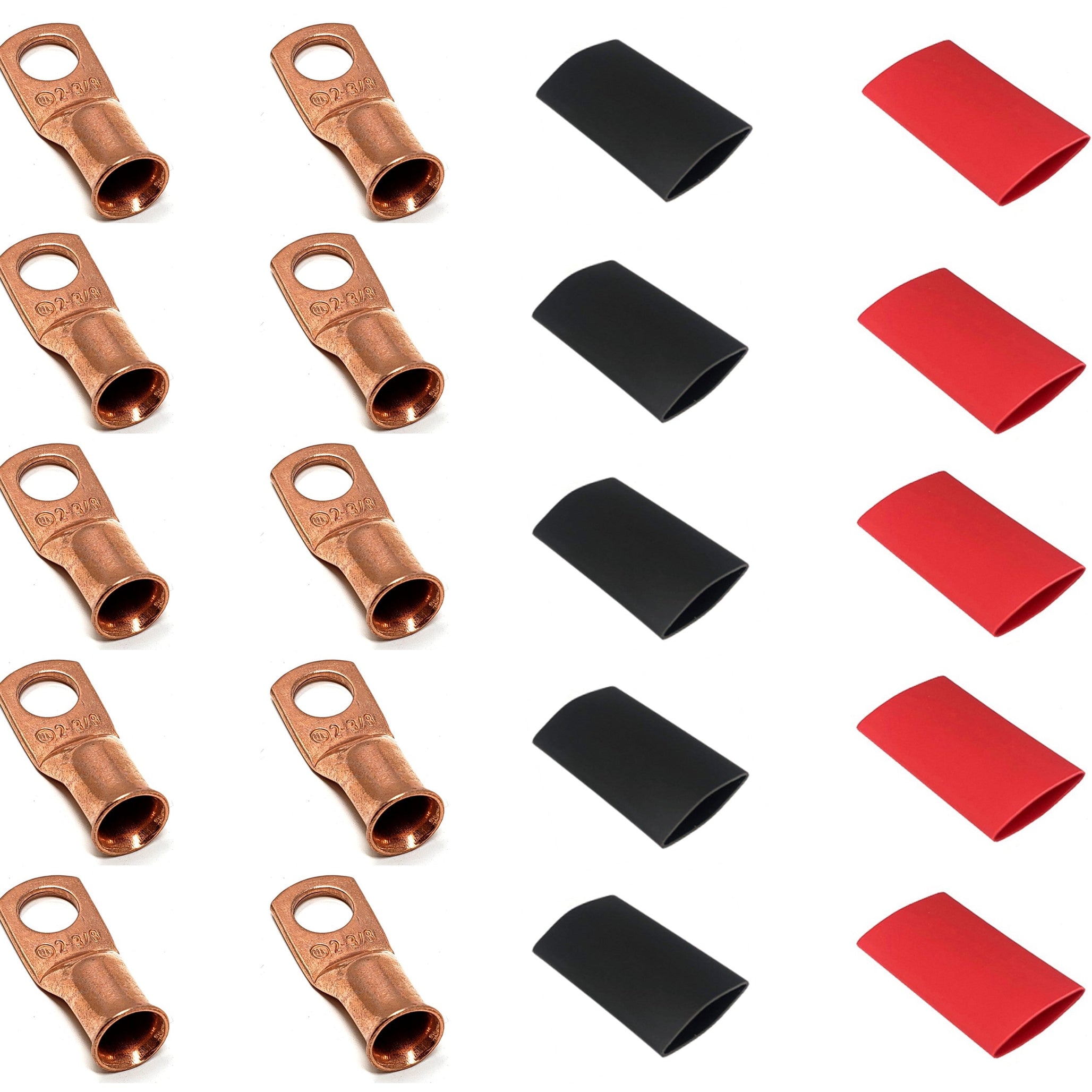 2 Gauge Cable Lugs with Heat Shrink Tubing Kit