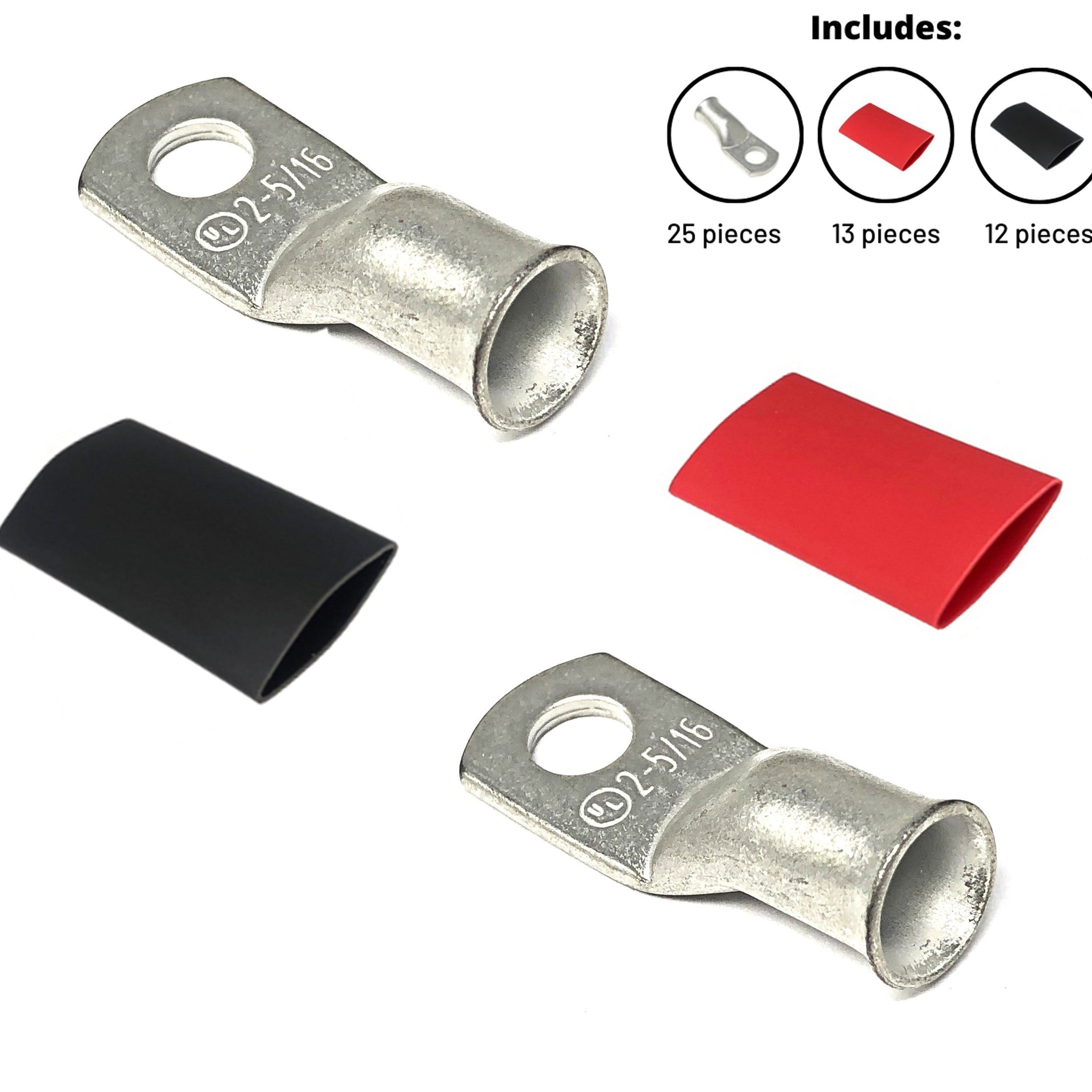 2 Gauge Cable Lugs with Heat Shrink Tubing Kit