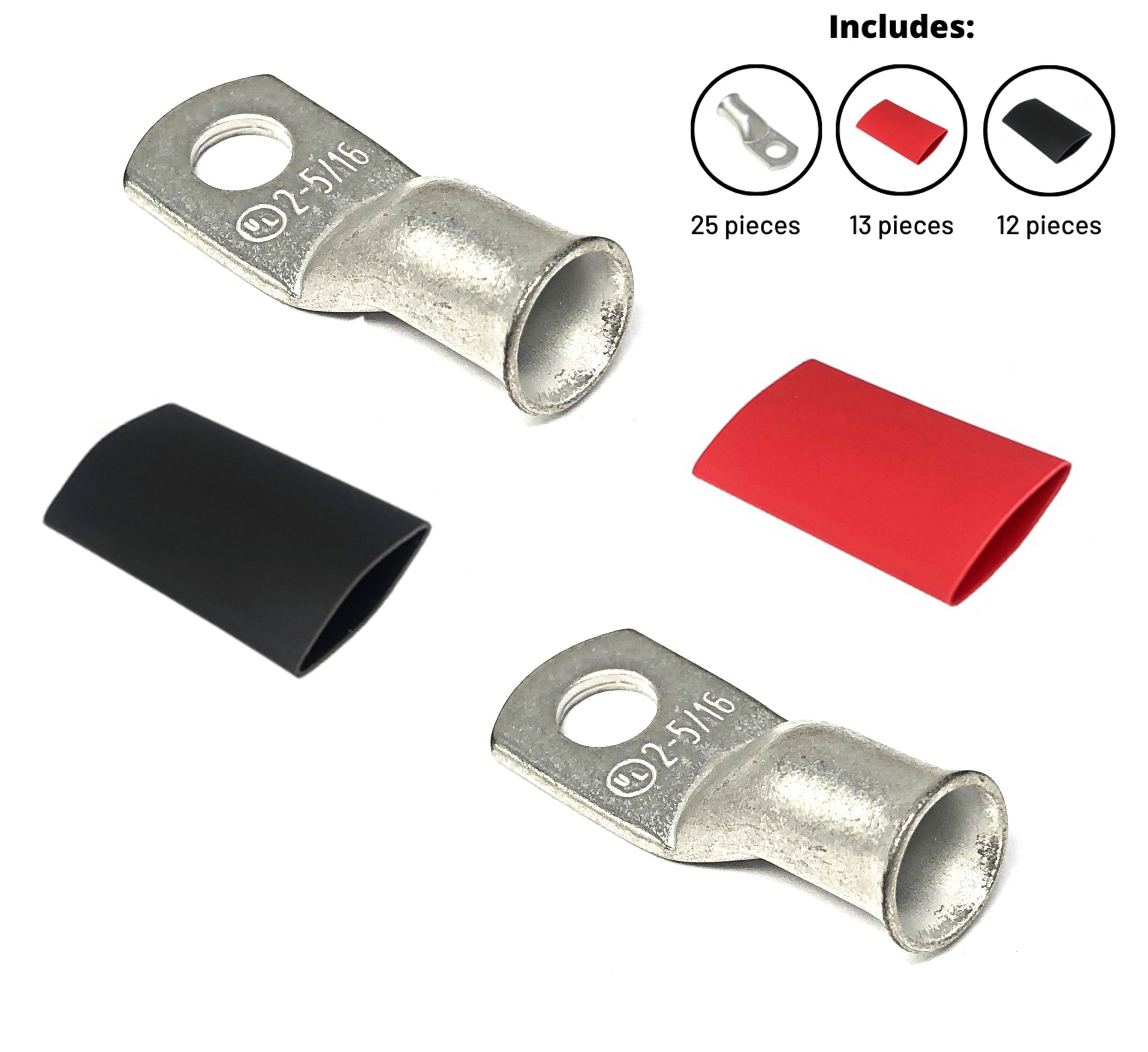 2 Gauge Cable Lugs with Heat Shrink Tubing Kit
