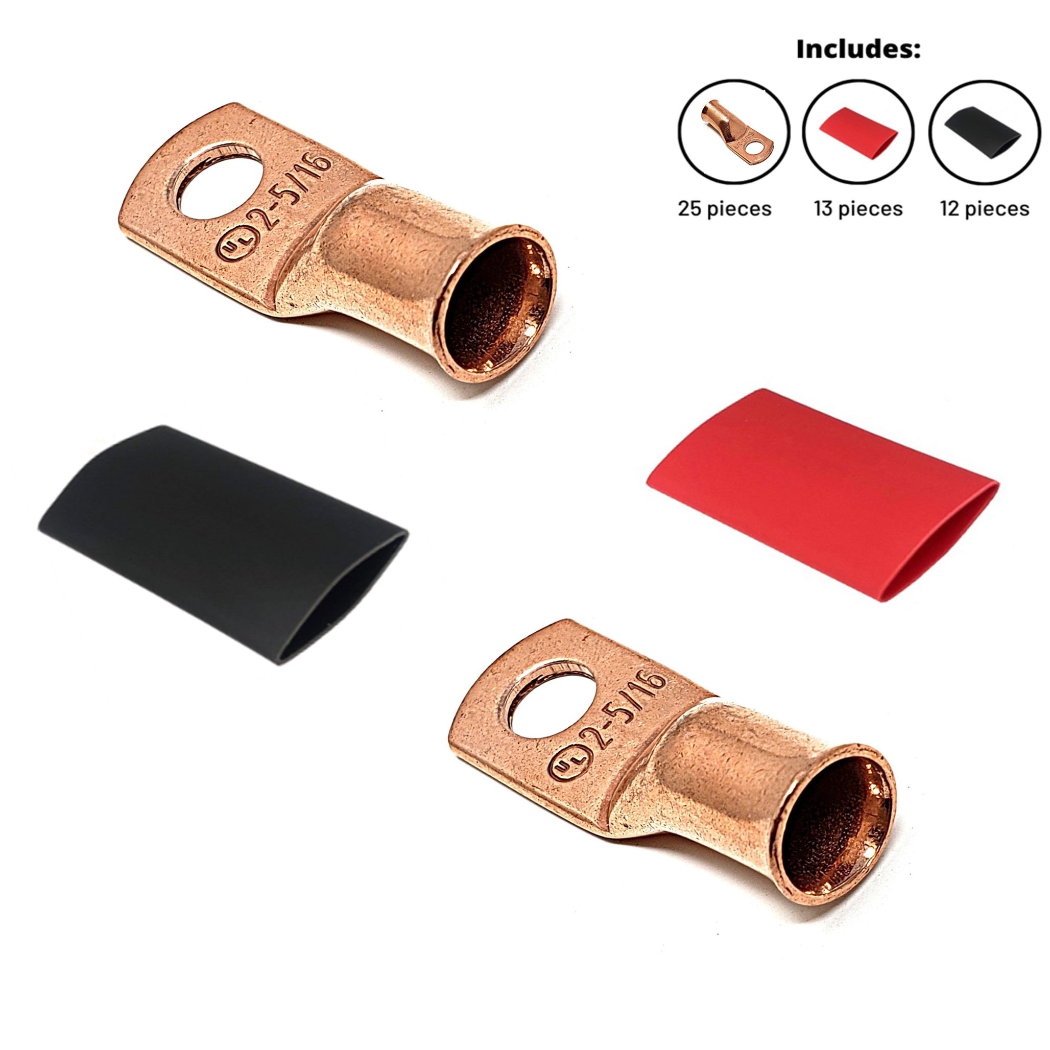 2 Gauge Cable Lugs with Heat Shrink Tubing Kit