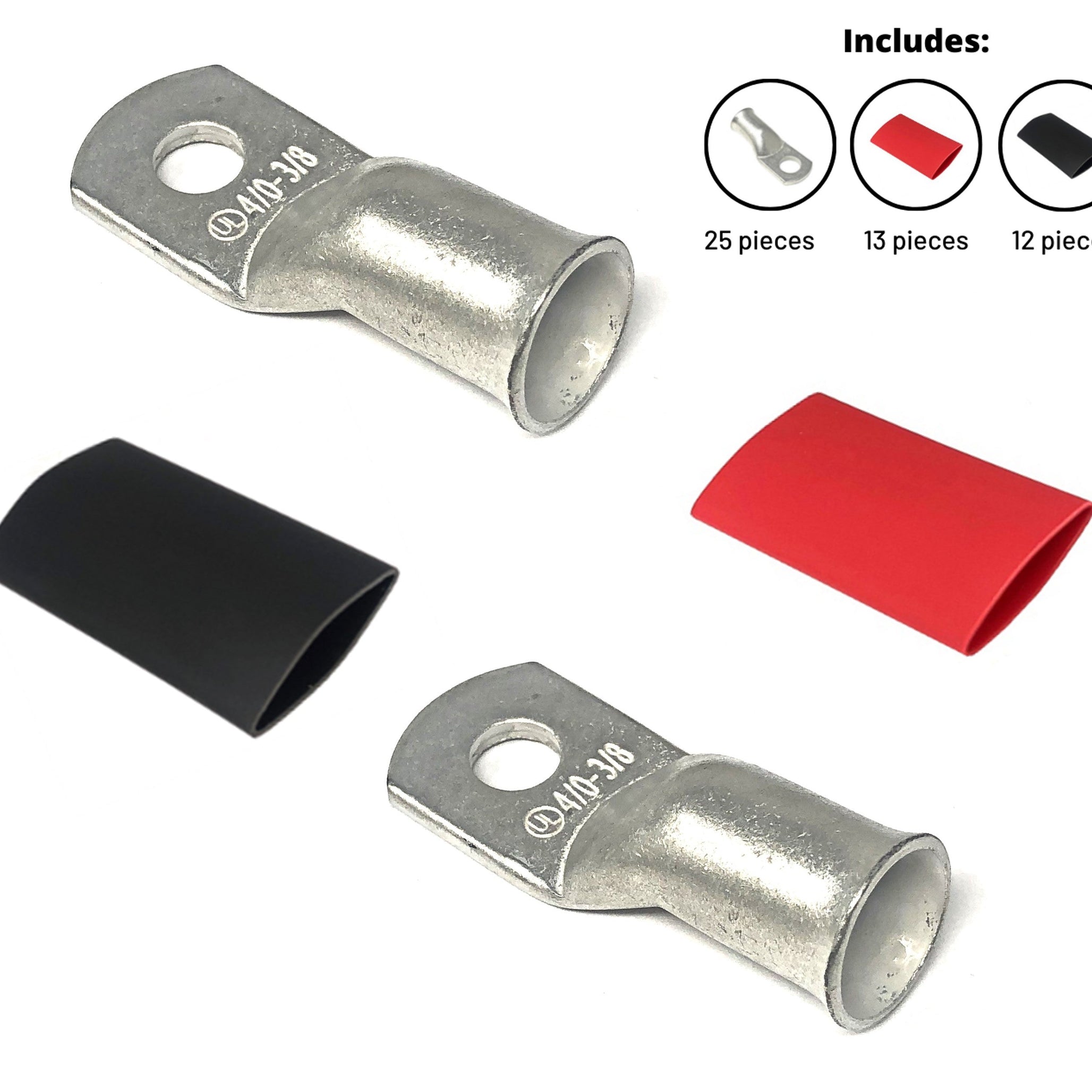 4/0 Gauge Cable Lugs with Heat Shrink Tubing Kit