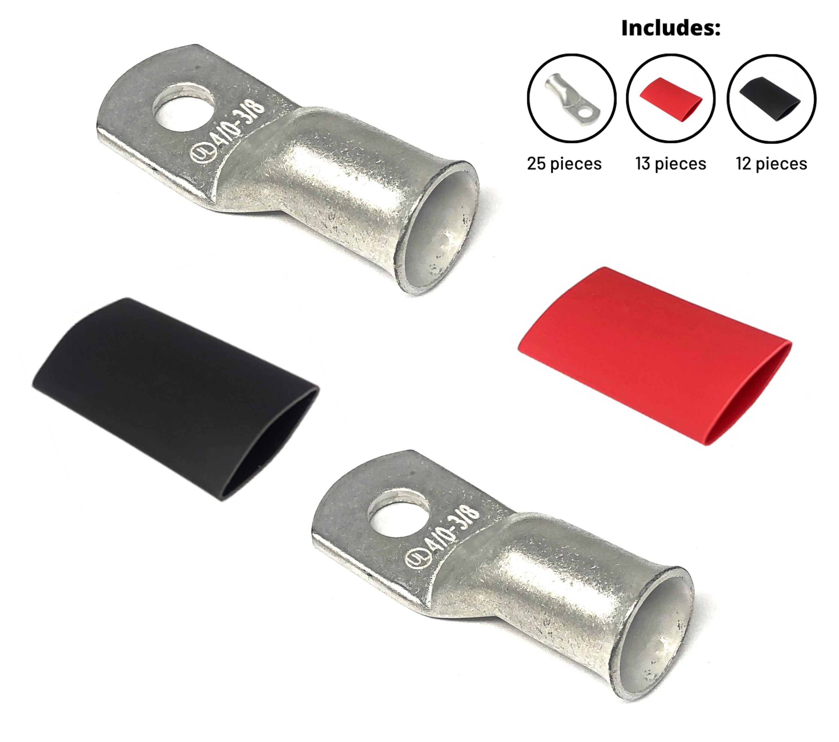 4/0 Gauge Cable Lugs with Heat Shrink Tubing Kit