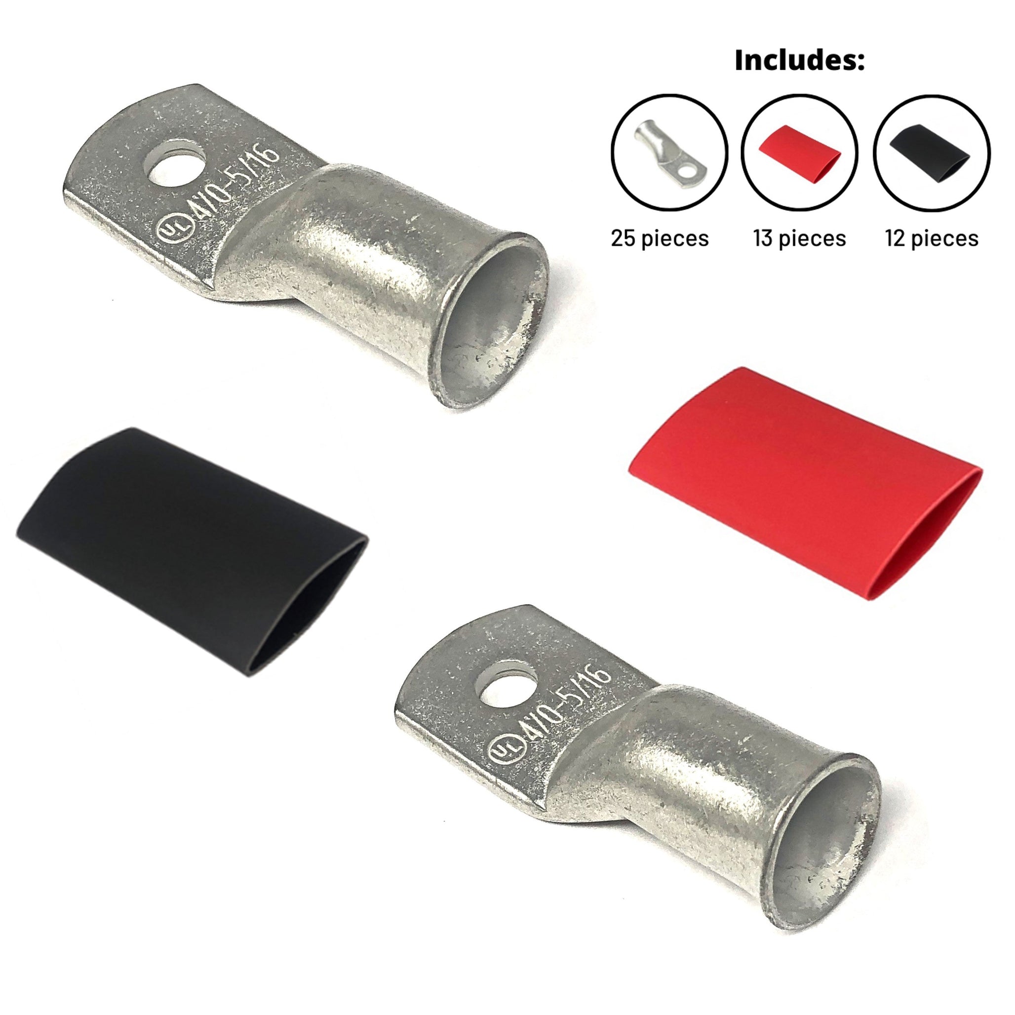 4/0 Gauge Cable Lugs with Heat Shrink Tubing Kit