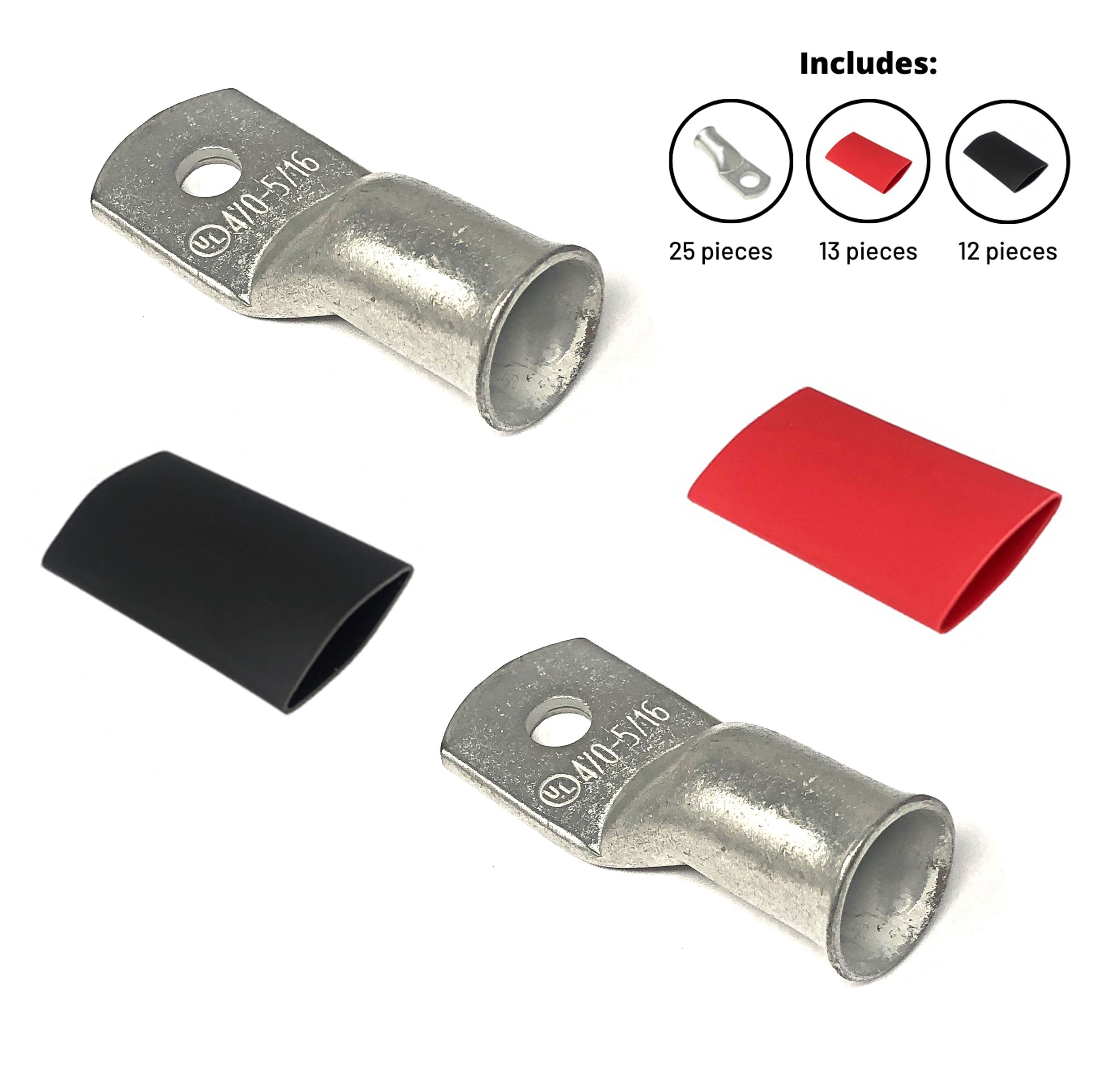 4/0 Gauge Cable Lugs with Heat Shrink Tubing Kit