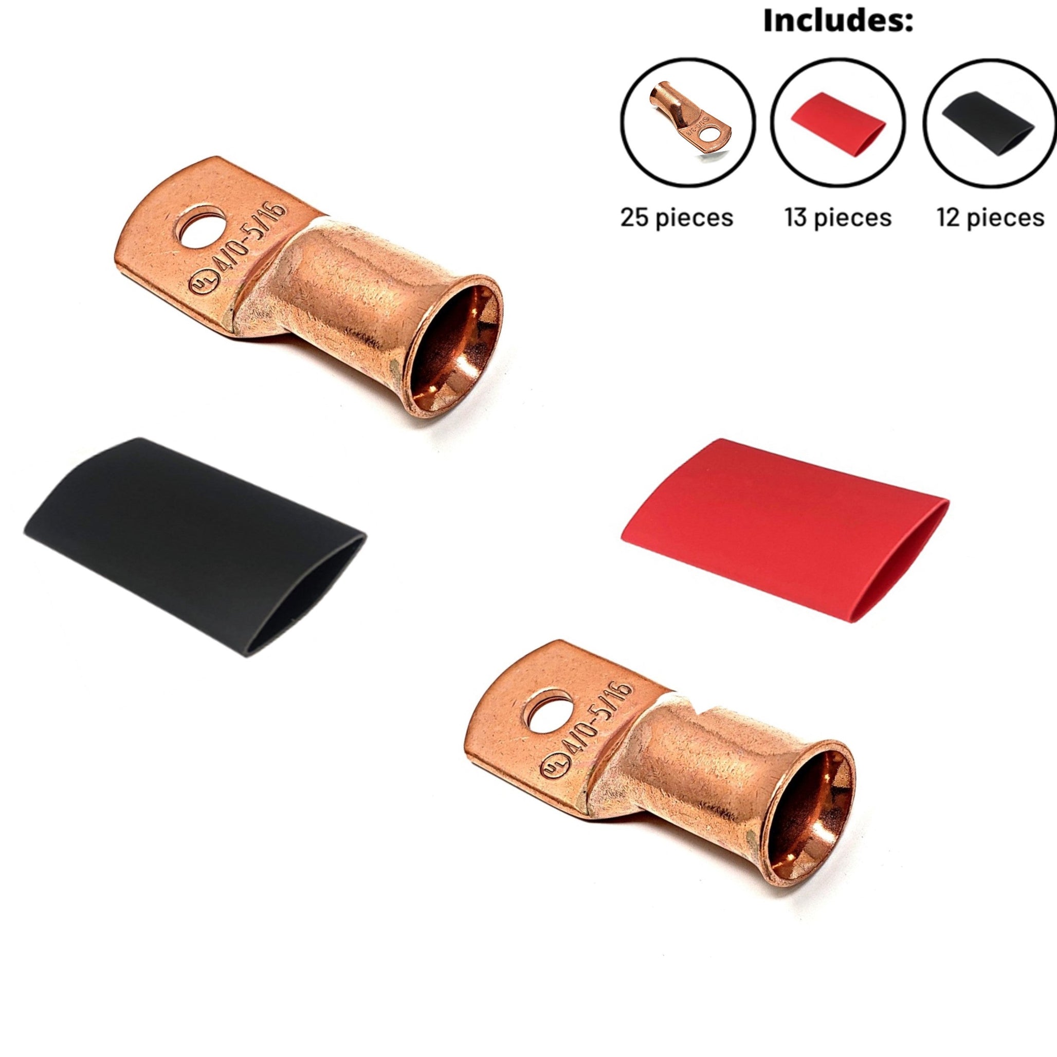 4/0 Gauge Cable Lugs with Heat Shrink Tubing Kit