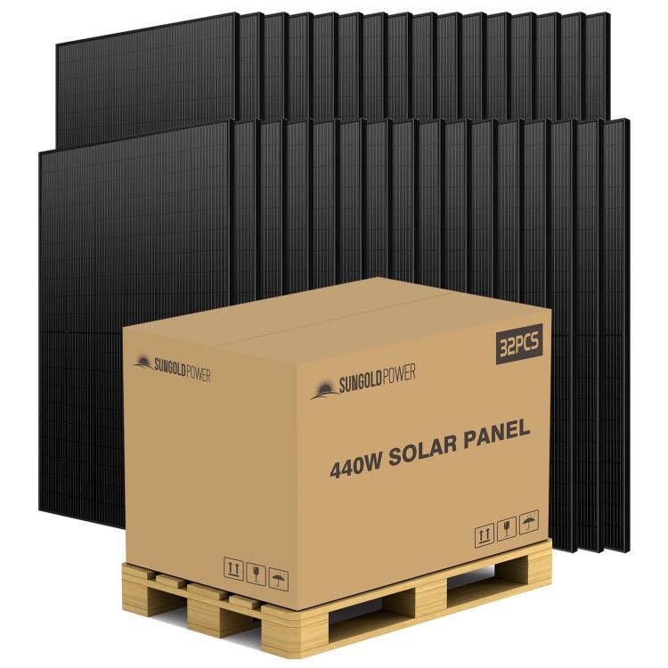 440W MONO BLACK PERC SOLAR PANEL FULL PALLET (32 PANELS) UL61730 CEC Listed
