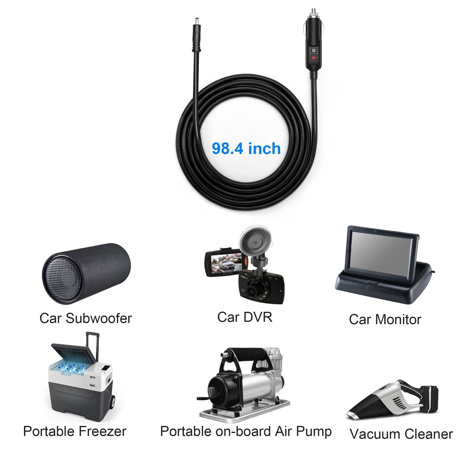 DC12V/24V Car Cigarette Lighter to DC 5.5x2.1mm Connector Adapter