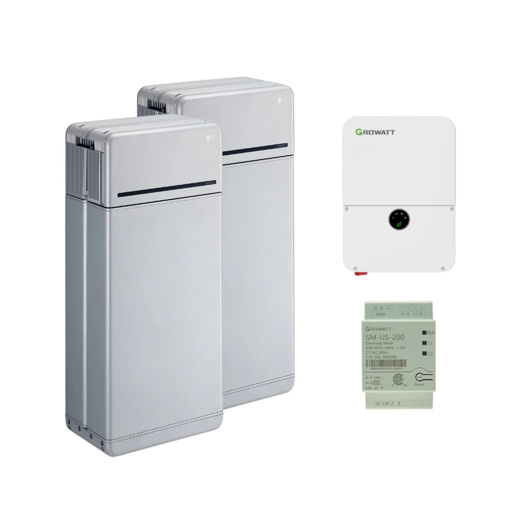 LG 16H Prime 16kWh High Voltage Battery Bundle with Growatt 7.6kW or 11.4kW Grid-Tie Inverter - Mercados Solar