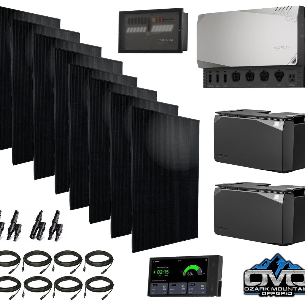 EcoFlow Power Kit 120V Output - 1x 3600 Watt Solar Generator / 10000wH Lithium Storage / 2600w Solar Complete Offgrid Kit