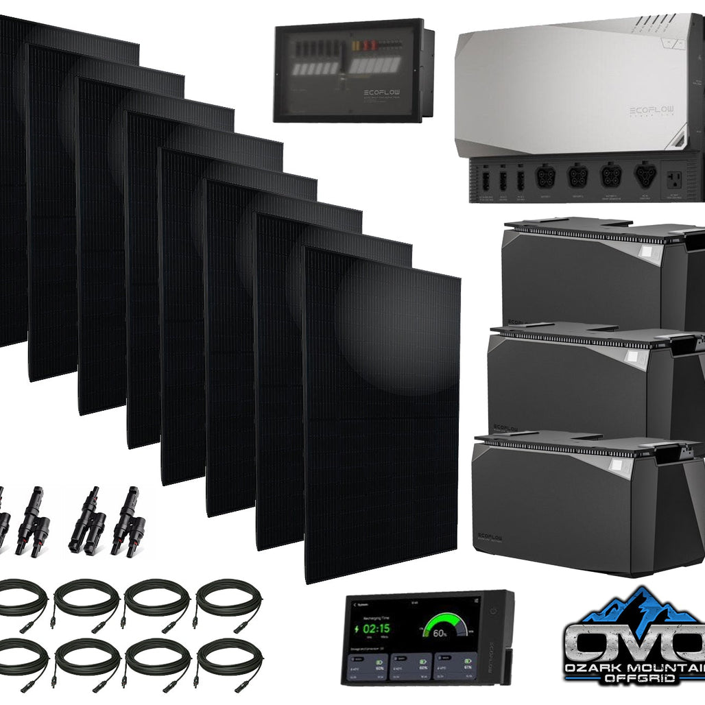 EcoFlow Power Kit 120V Output - 1x 3600 Watt Solar Generator / 15000wH Lithium Storage / 2600w Solar Complete Offgrid Kit