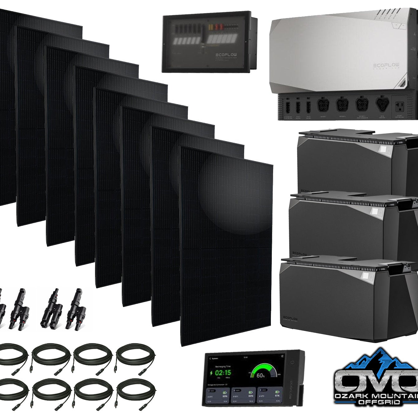 EcoFlow Power Kit 120V Output - 1x 3600 Watt Solar Generator / 15000wH Lithium Storage / 2600w Solar Complete Offgrid Kit