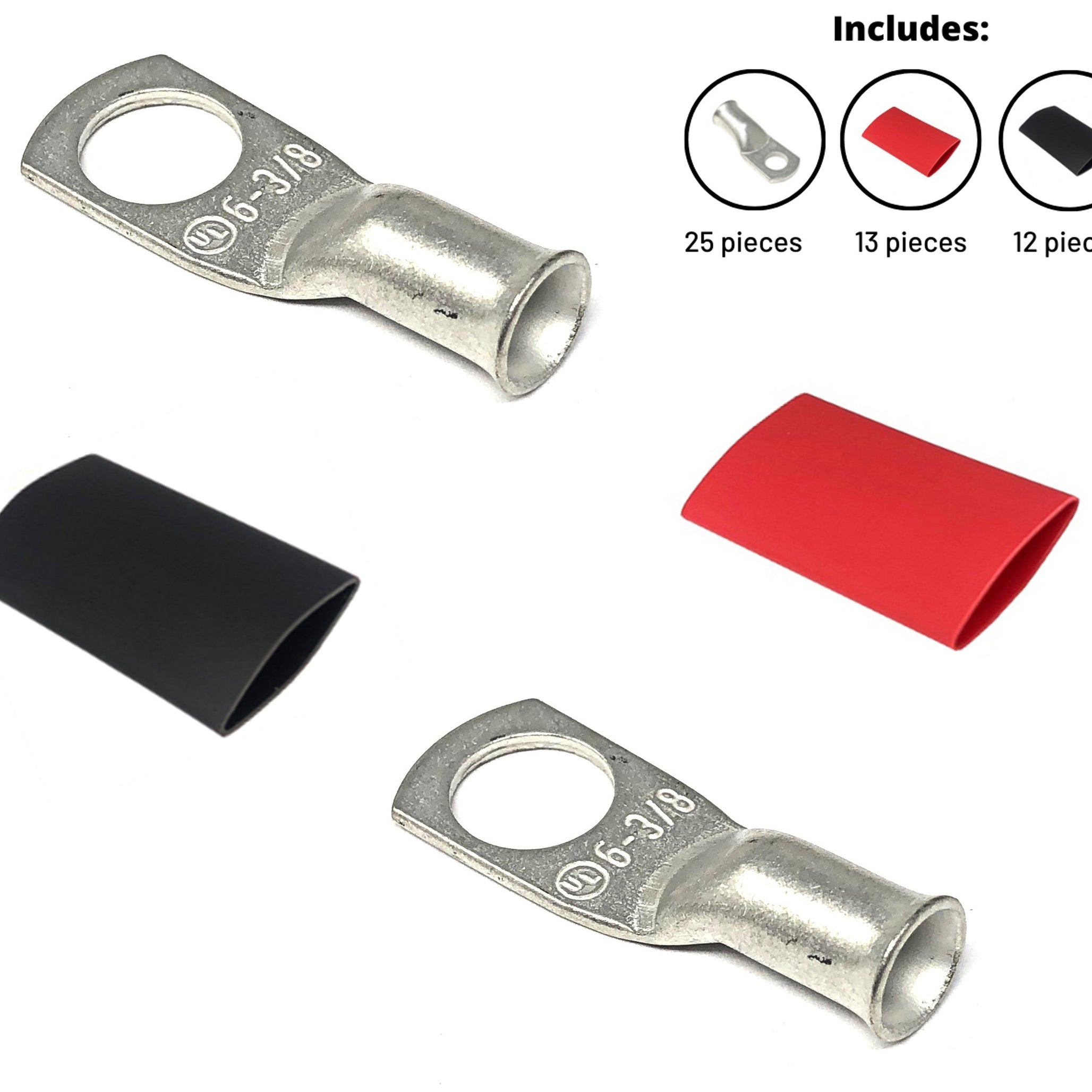 6 Gauge Cable Lugs with Heat Shrink Tubing Kit