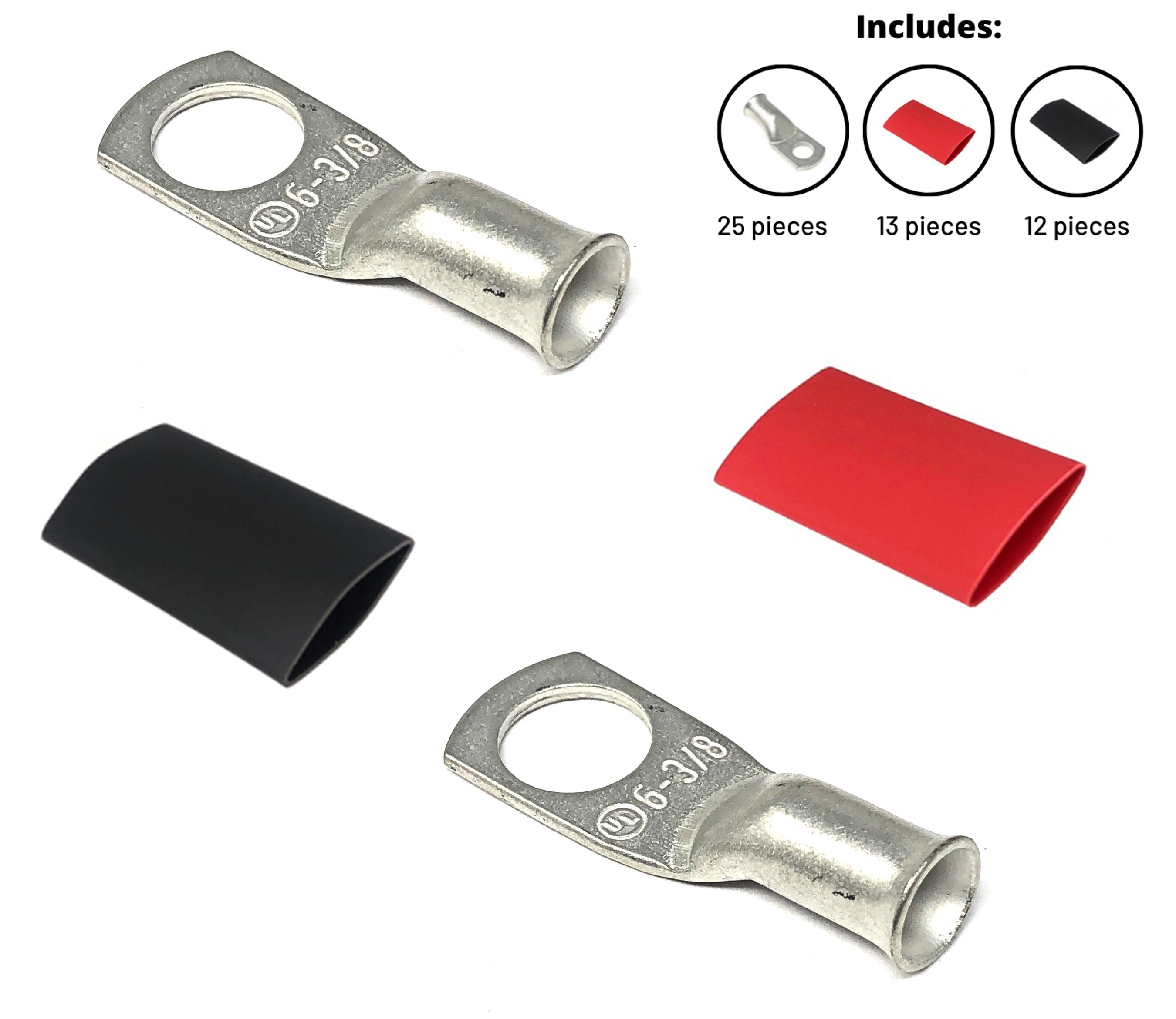 6 Gauge Cable Lugs with Heat Shrink Tubing Kit