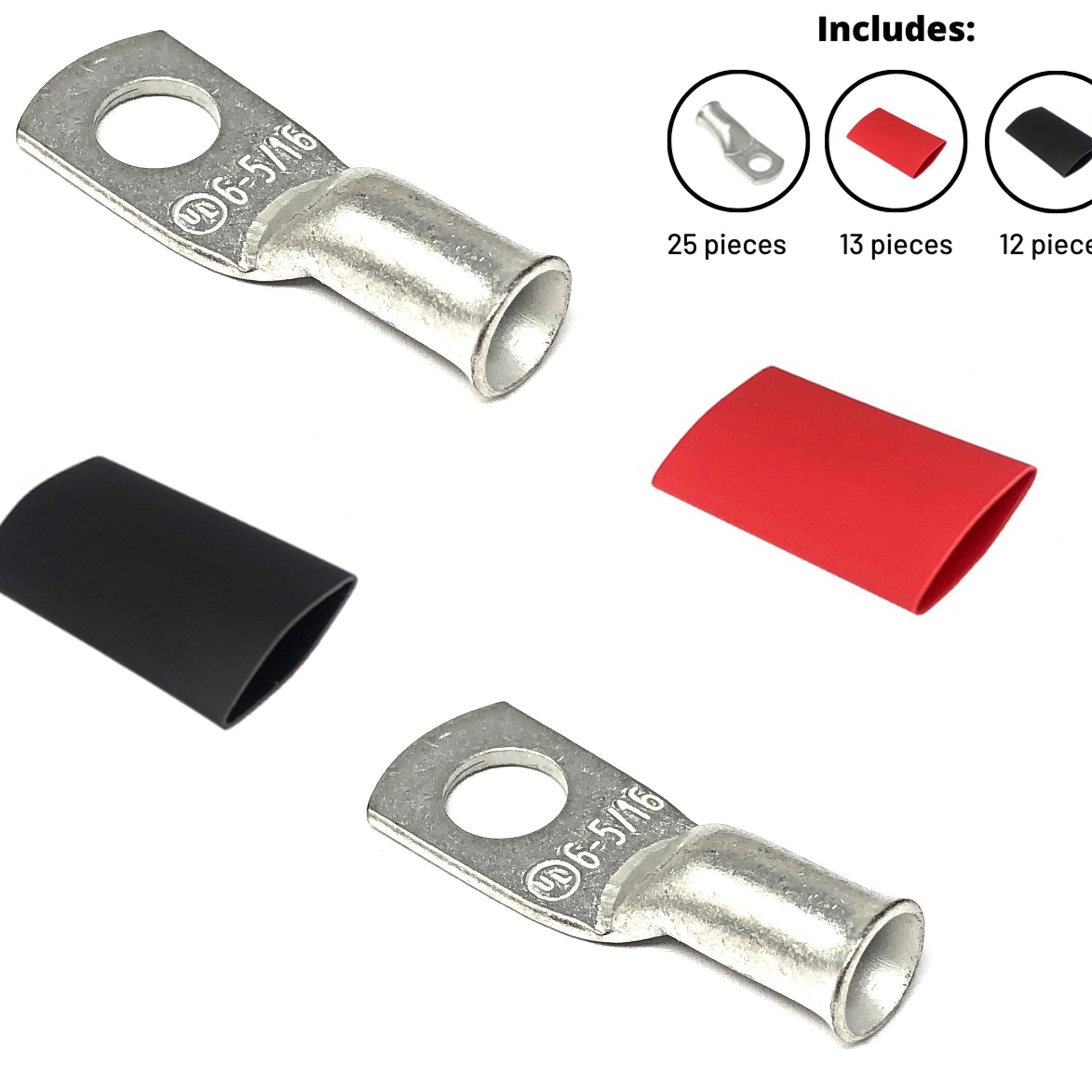 6 Gauge Cable Lugs with Heat Shrink Tubing Kit