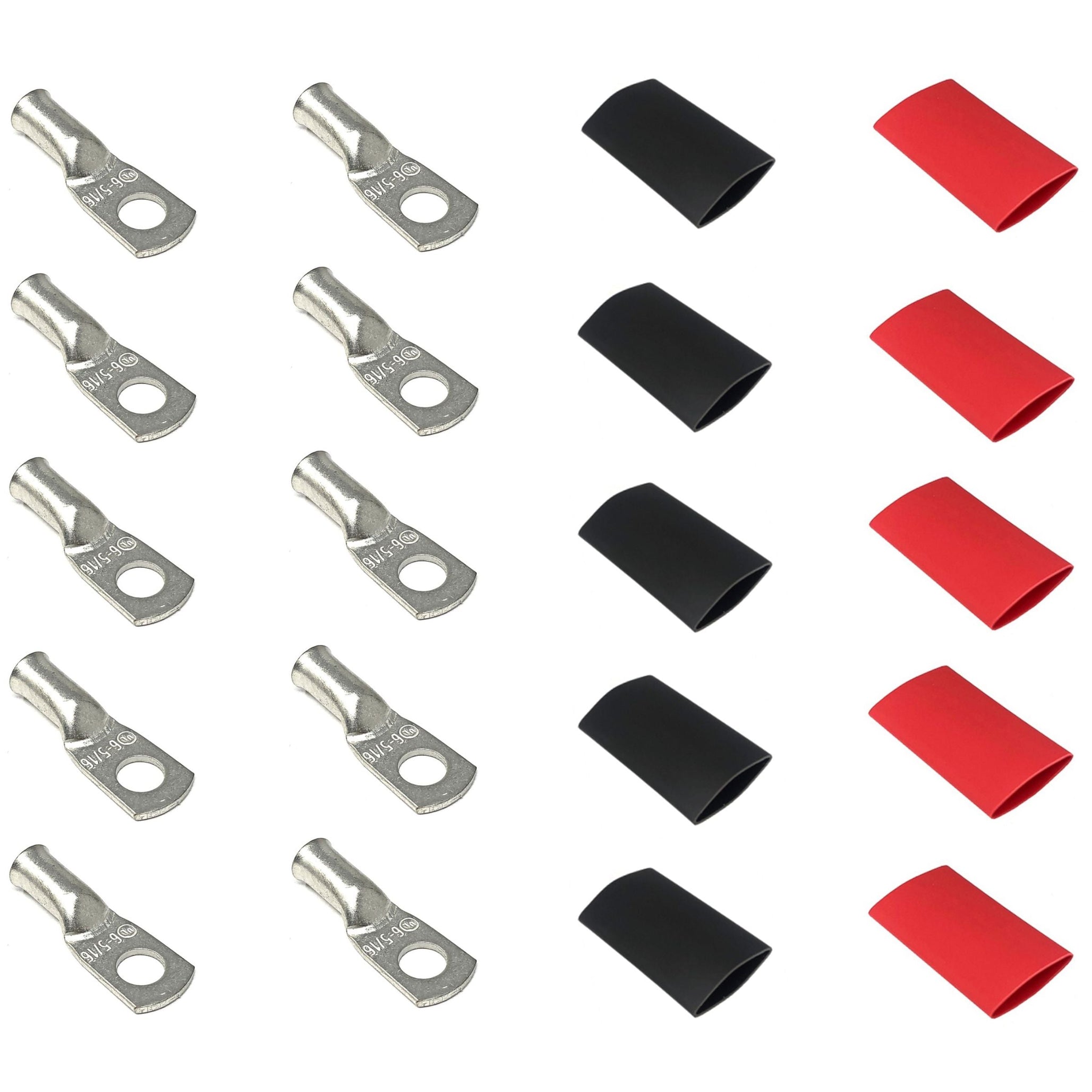 6 Gauge Cable Lugs with Heat Shrink Tubing Kit