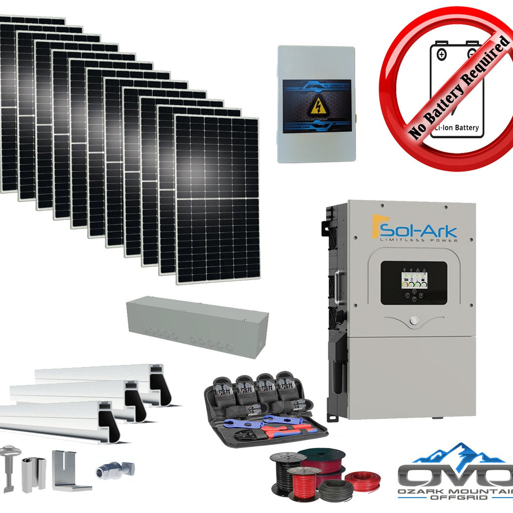 6KW Complete Offgrid Solar Kit + 15K Sol-Ark Inverter +6.6KW Solar with Mounting Rails and Wiring