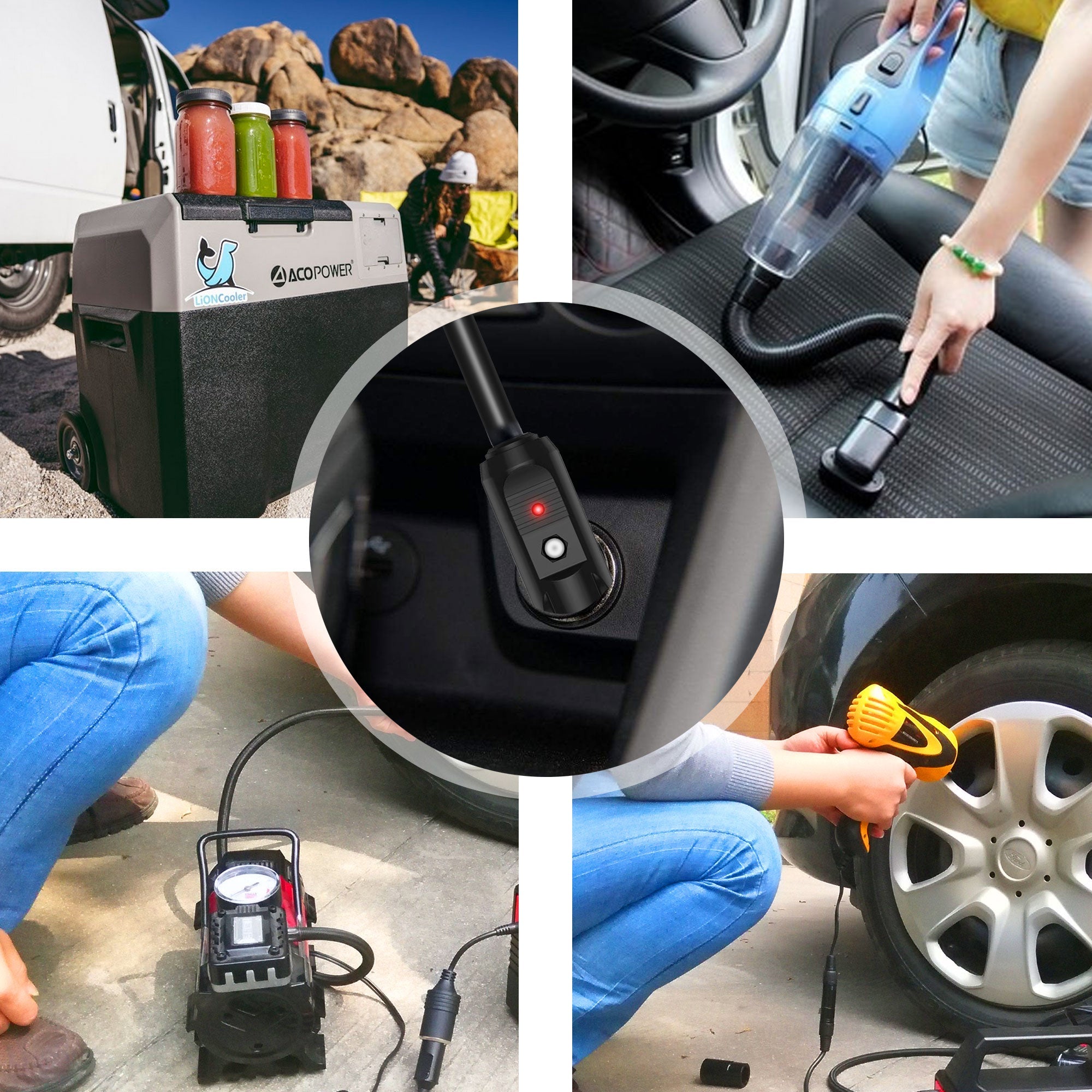 DC12V/24V Car Cigarette Lighter to DC 5.5x2.1mm Connector Adapter