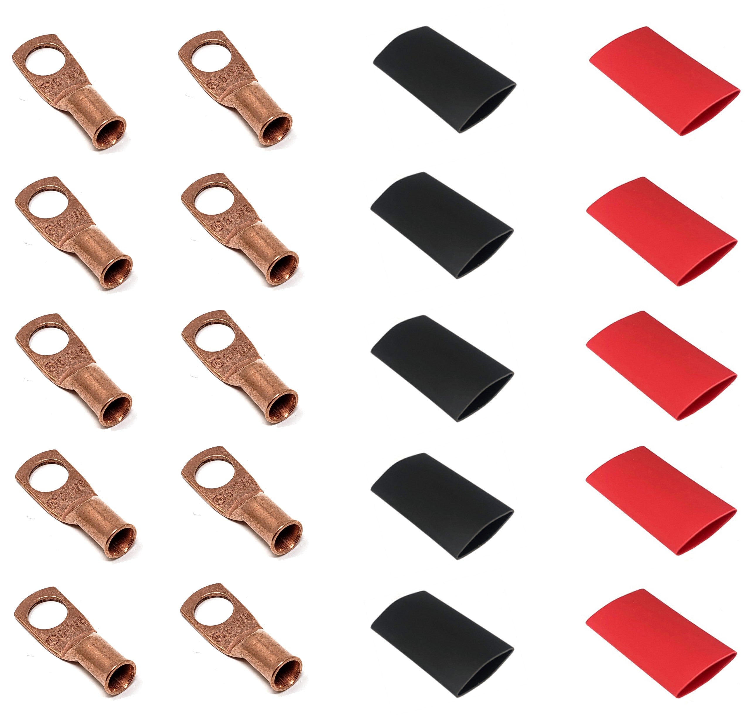 6 Gauge Cable Lugs with Heat Shrink Tubing Kit