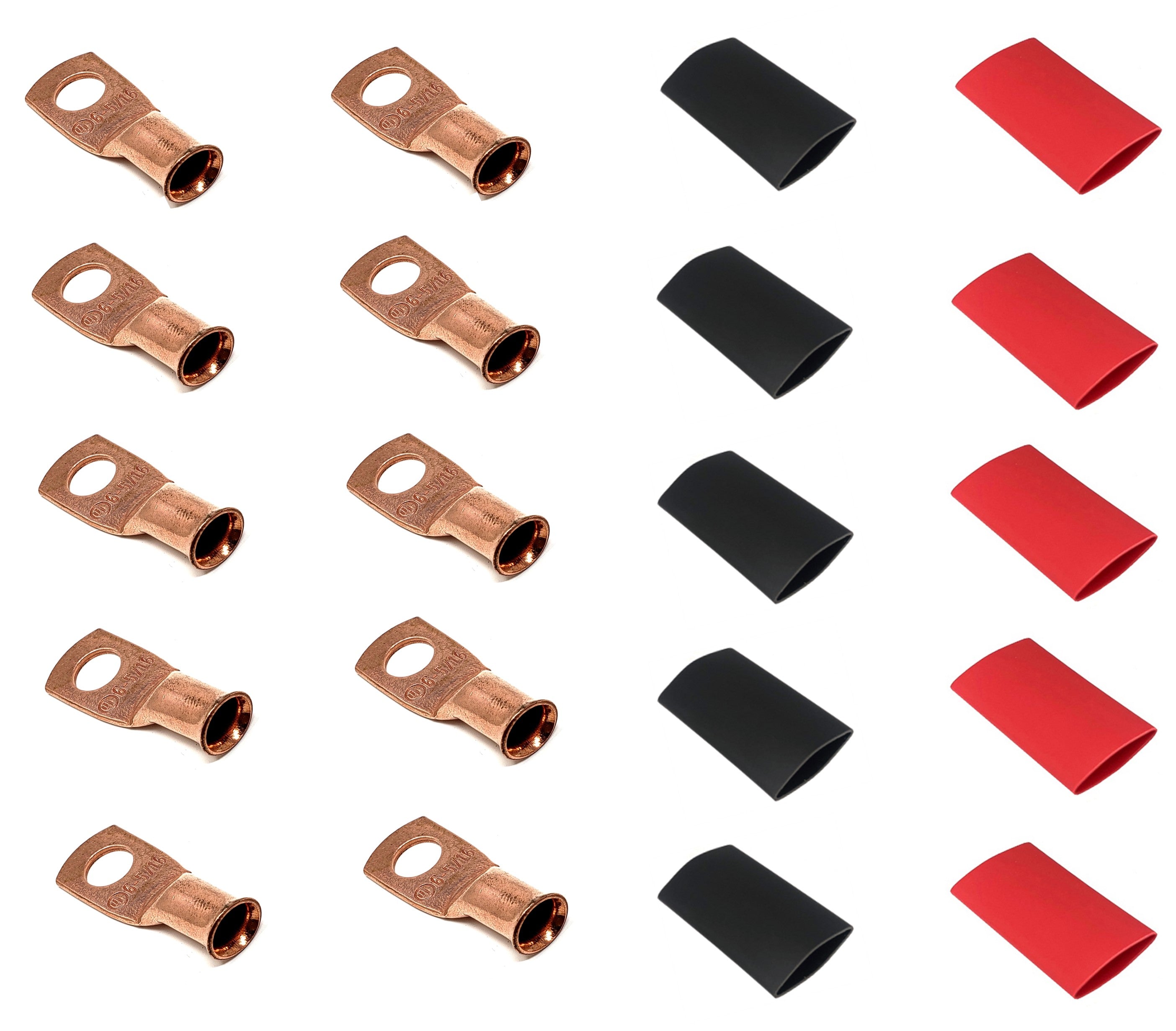 6 Gauge Cable Lugs with Heat Shrink Tubing Kit