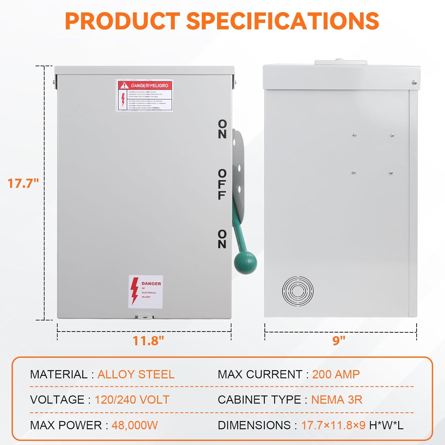Manual Generator Transfer Switch 200A 48000W 120/240-Volt