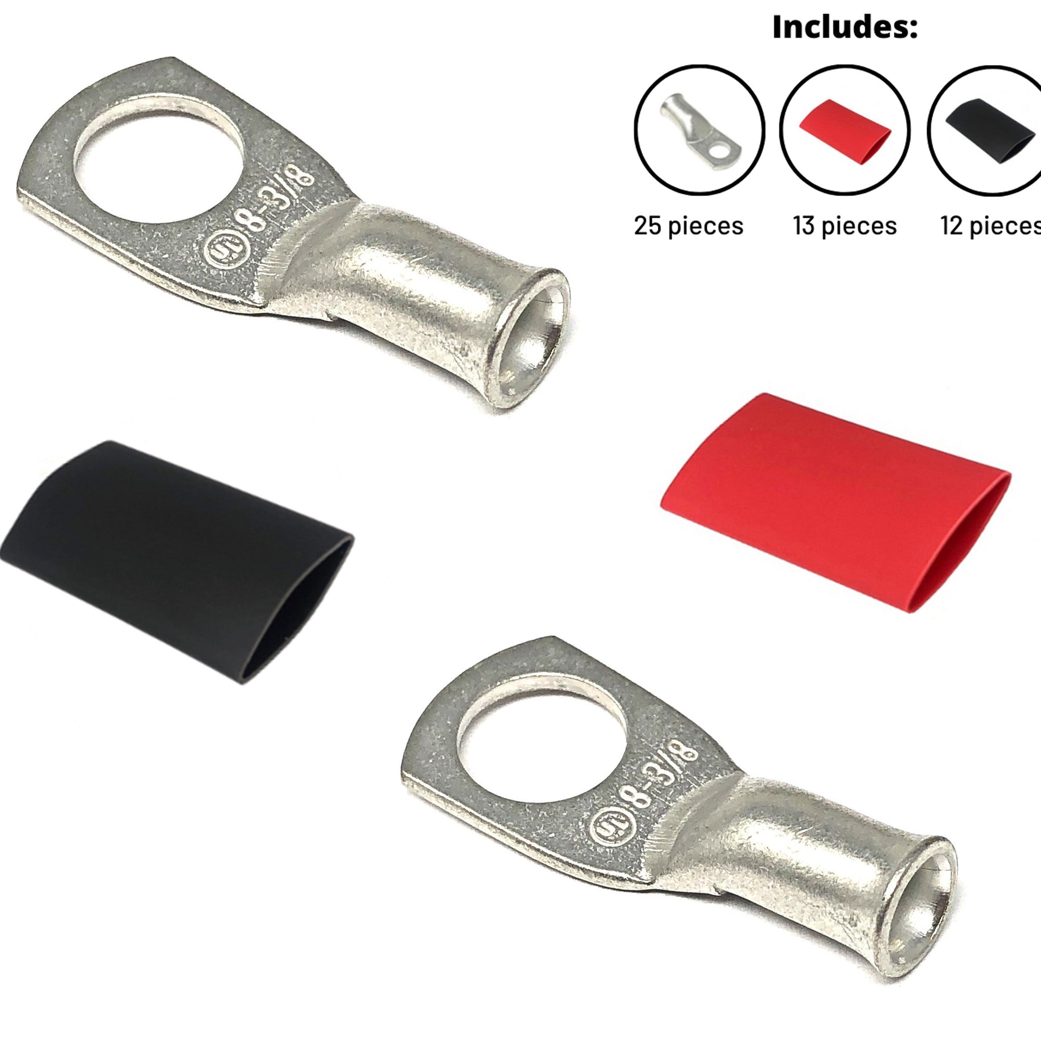8 Gauge Cable Lugs with Heat Shrink Tubing Kit