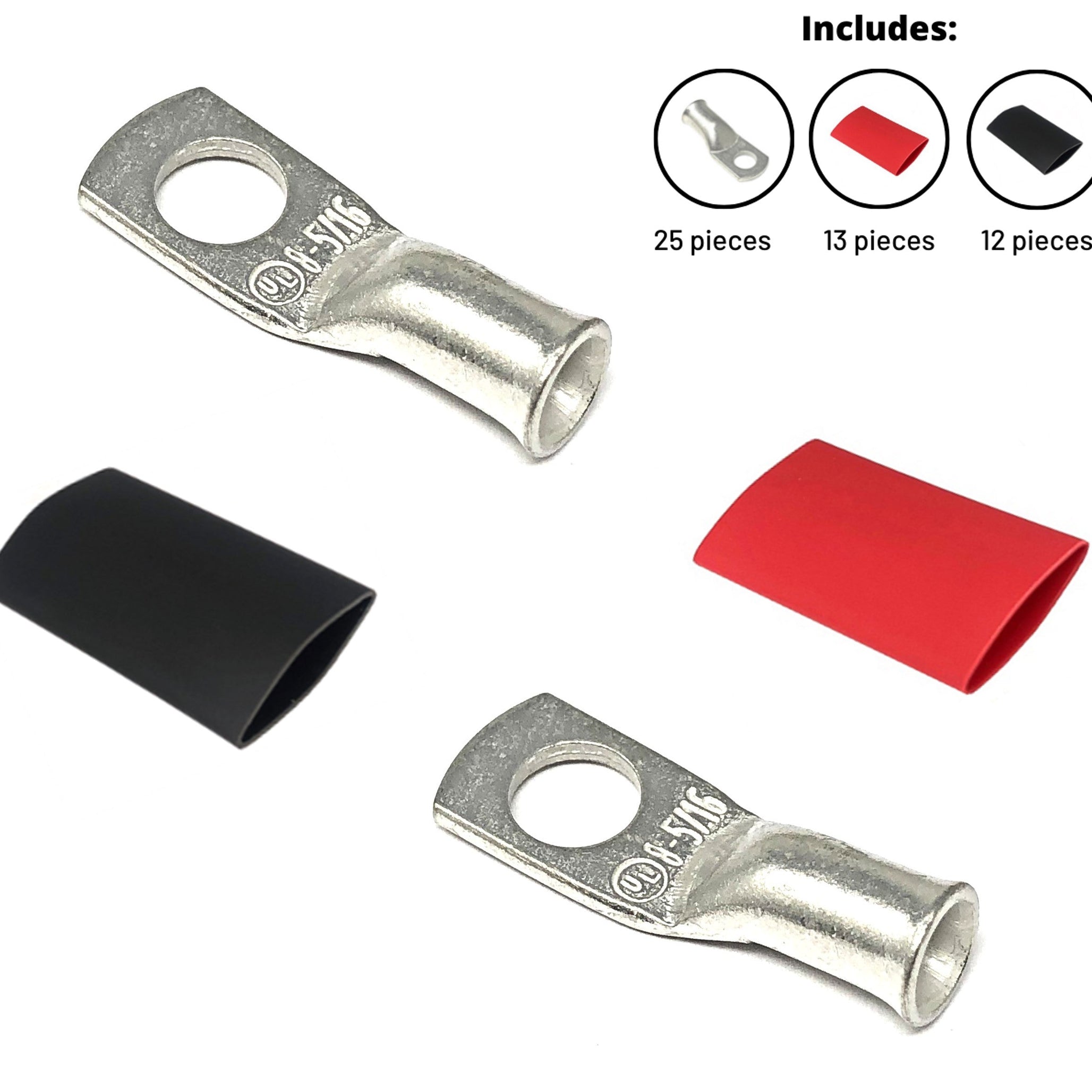8 Gauge Cable Lugs with Heat Shrink Tubing Kit