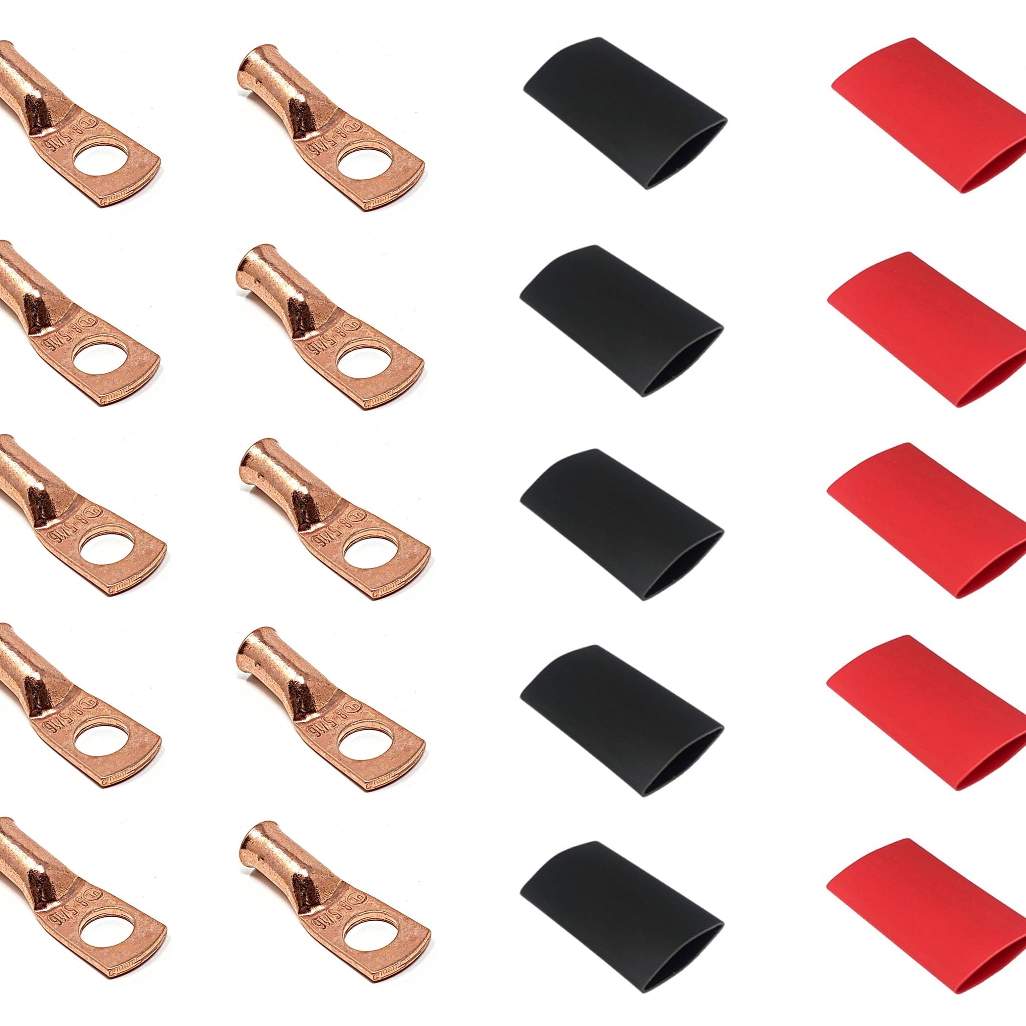 8 Gauge Cable Lugs with Heat Shrink Tubing Kit
