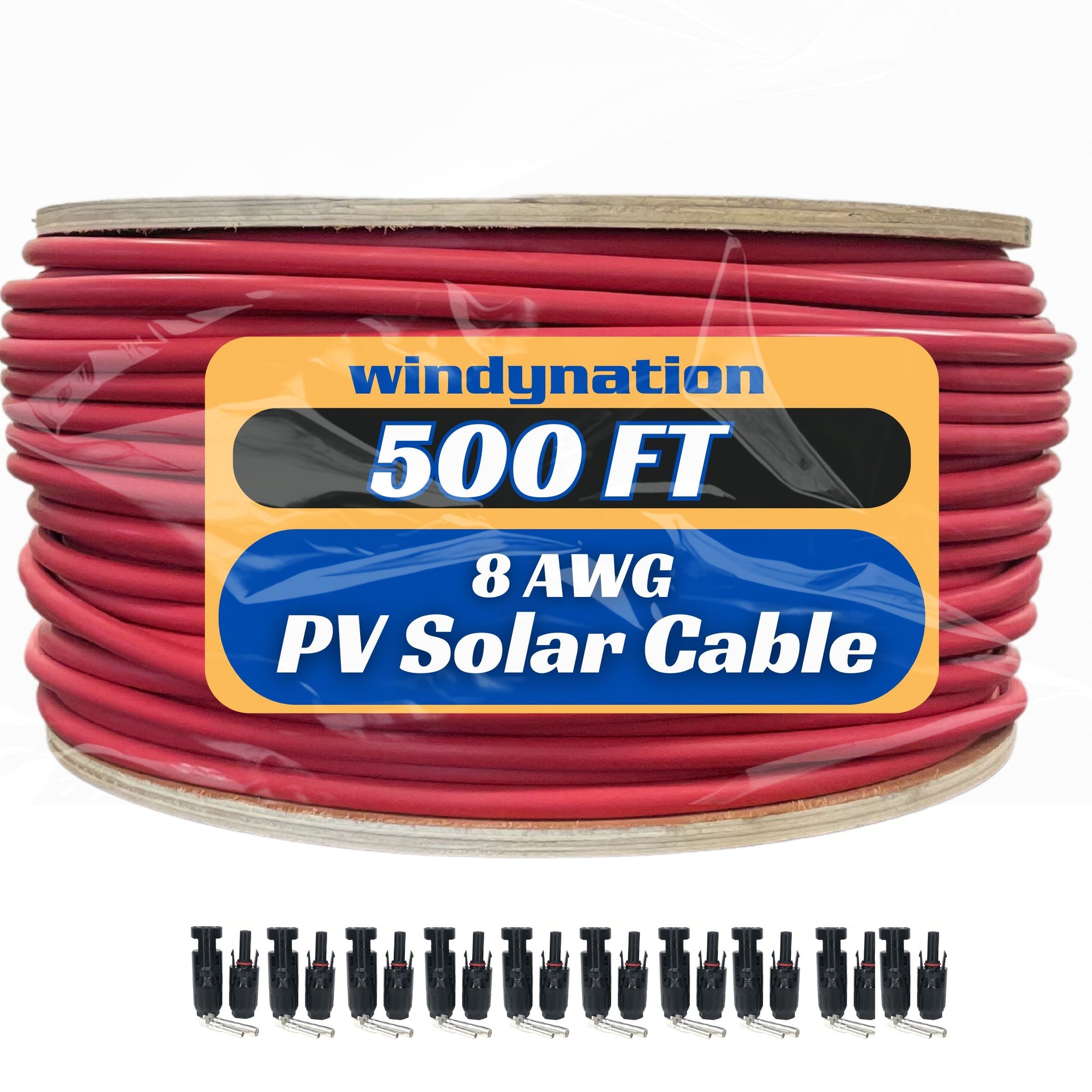 500 Foot Spool 8 Gauge 8 AWG Solar Panel Extension Cable Wire Black or Red Pure Copper