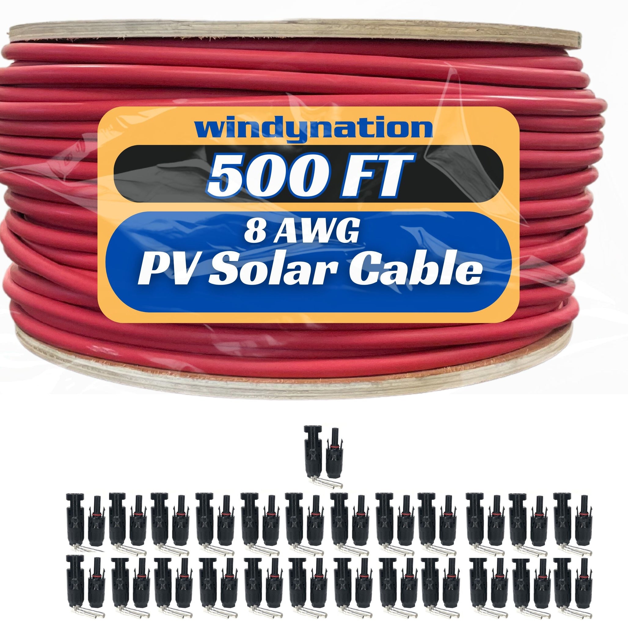 500 Foot Spool 8 Gauge 8 AWG Solar Panel Extension Cable Wire Black or Red Pure Copper