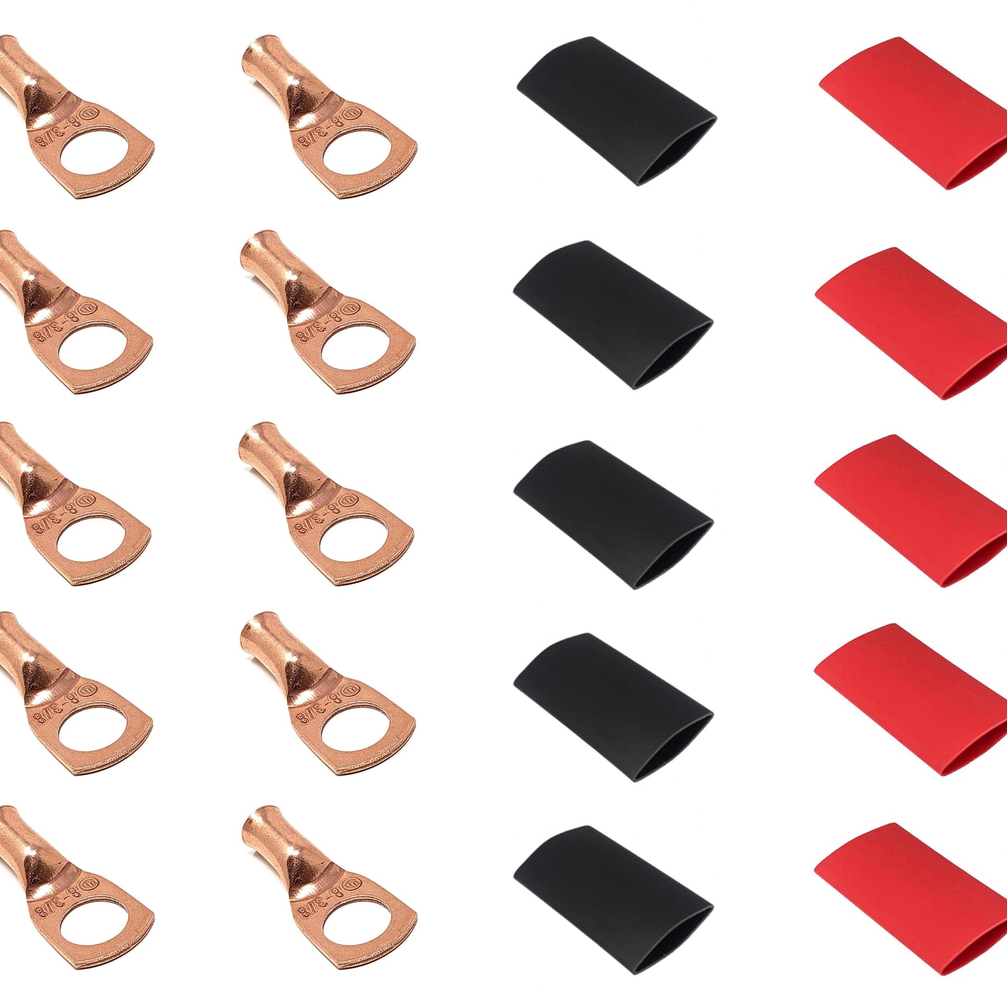 8 Gauge Cable Lugs with Heat Shrink Tubing Kit
