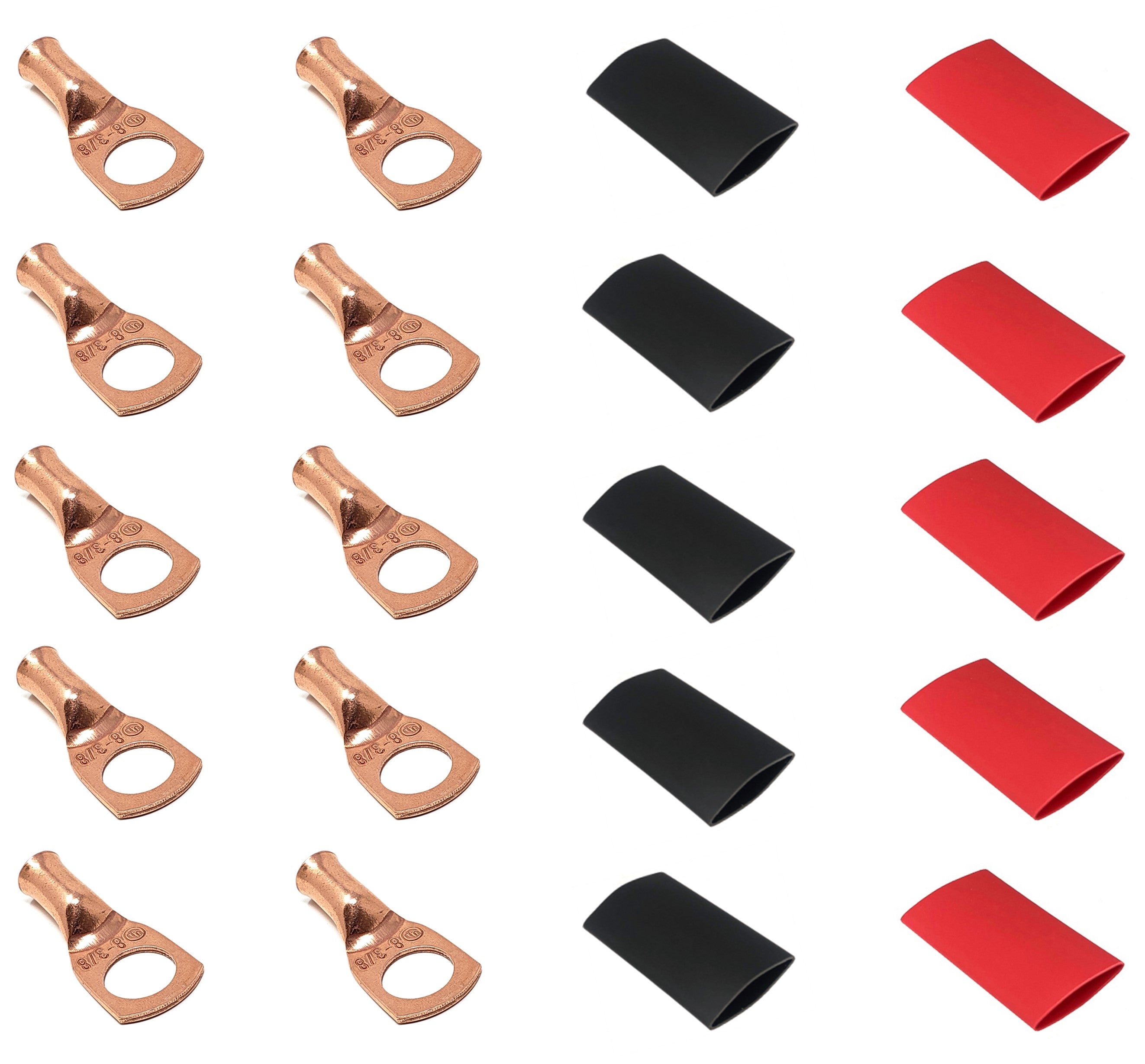 8 Gauge Cable Lugs with Heat Shrink Tubing Kit