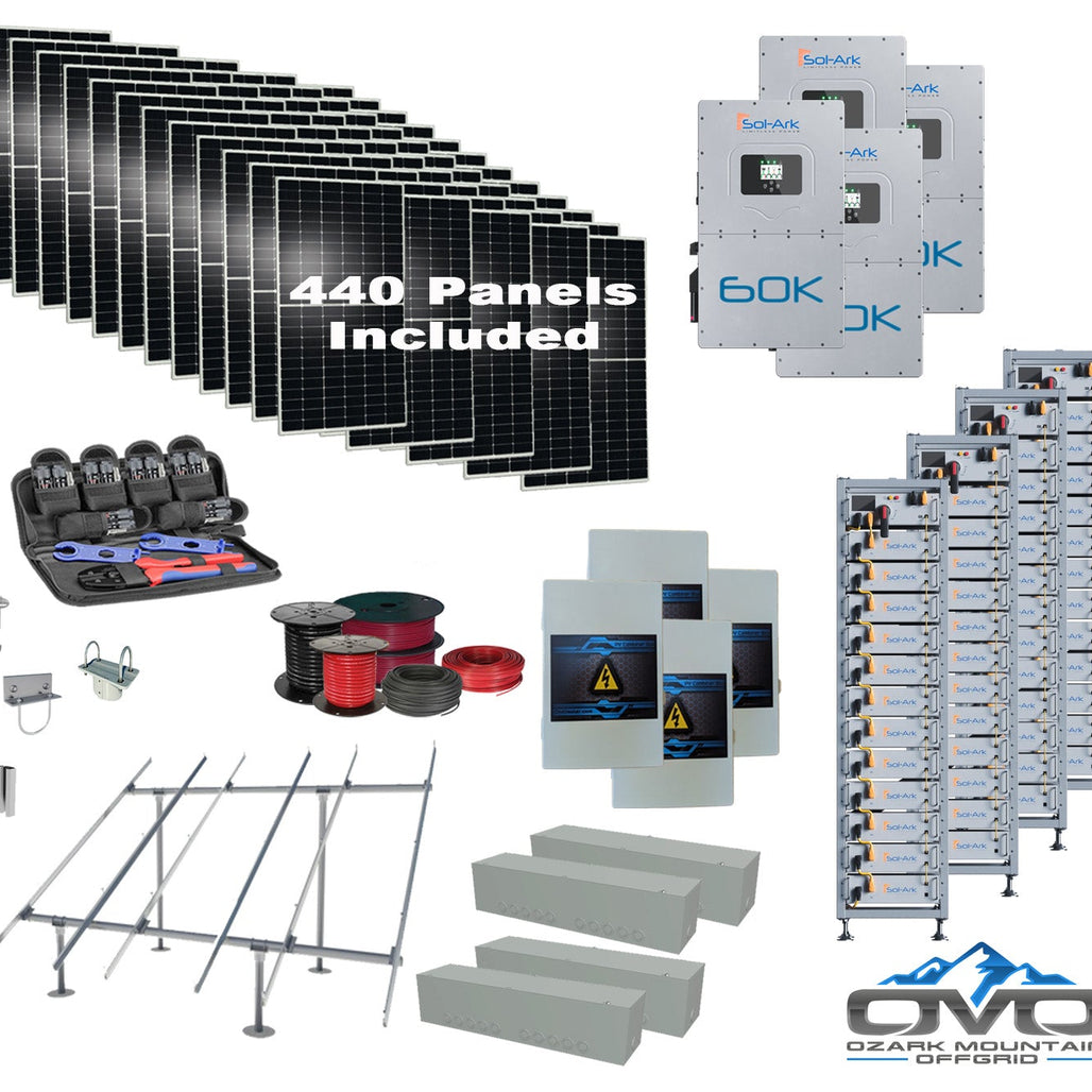 Commercial 240KW Solar Array - 3 Phase 480V Solar Kit + 4x 60K 480V Sol-Ark Inverter + 4x60KW Sol-Ark INDOOR Lithium Battery +242KW Solar with Ground Mount and Wiring