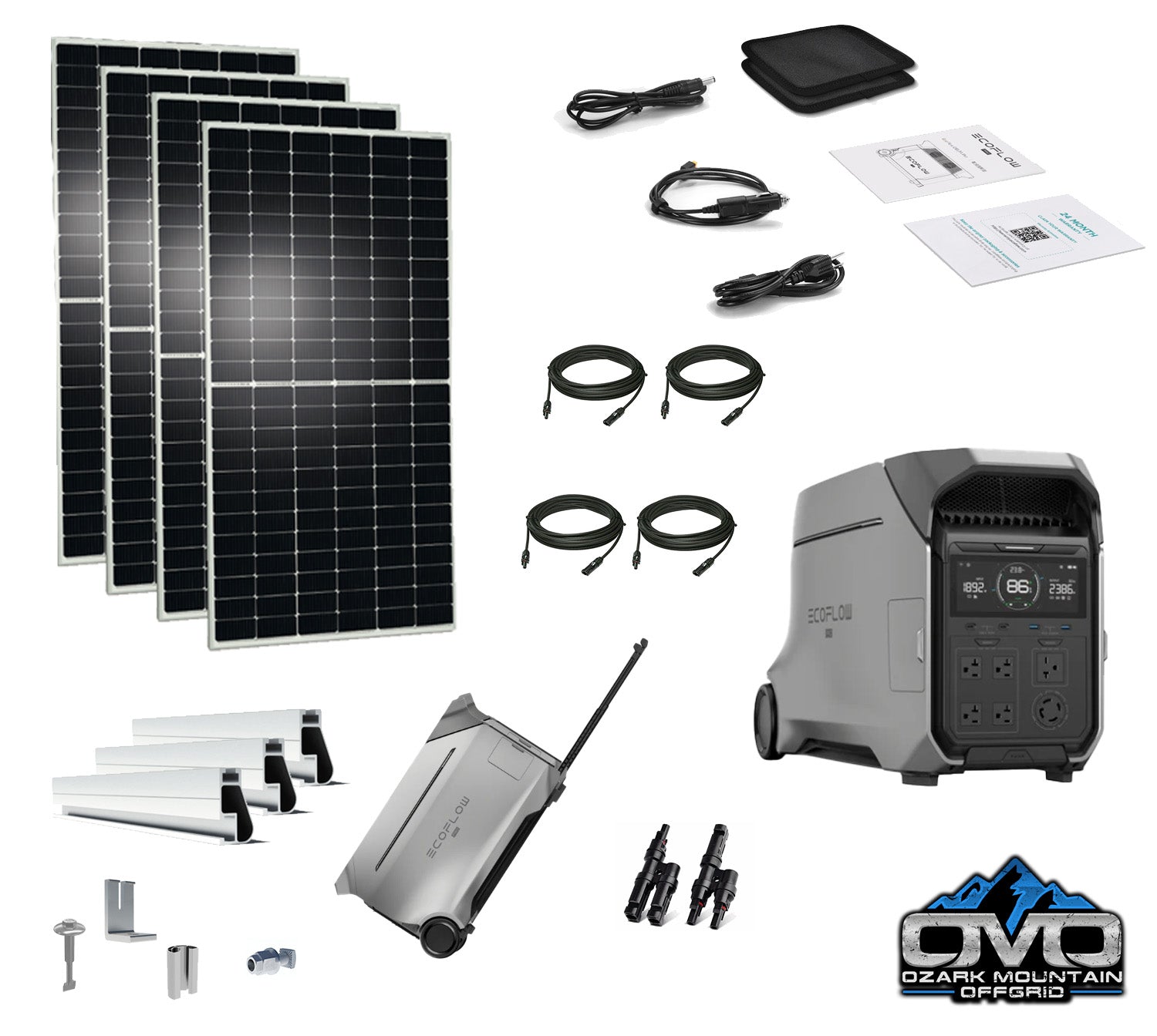 EcoFlow DELTA PRO 3 - 4000 Watt Solar Generator / 4000wH Lithium Storage / 2200w Solar Complete Offgrid Kit