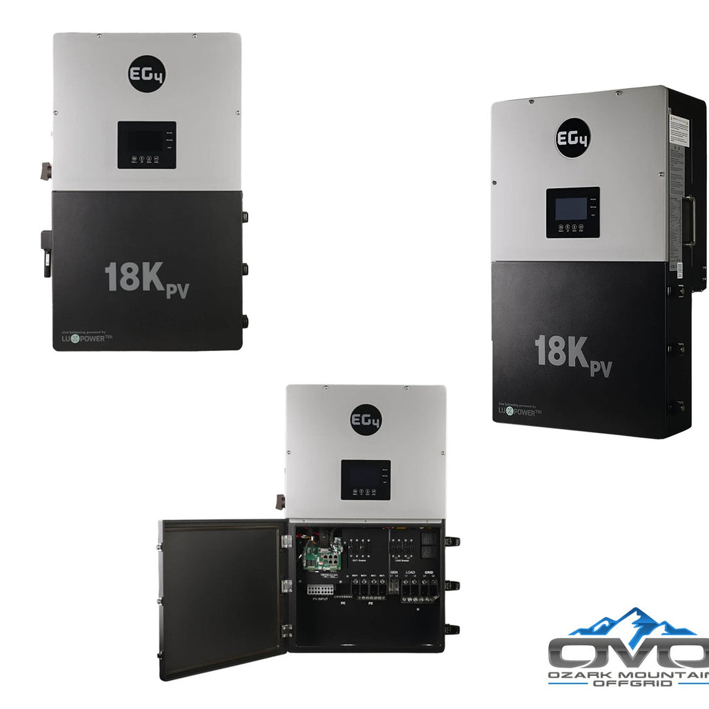 15KW Complete Offgrid Solar Kit + EG4 18kPV + 2x 14.3KW 48V EG4 Lithium Indoor Wall Battery + 15.4KW Solar with Roof Mounting Rails and Wiring