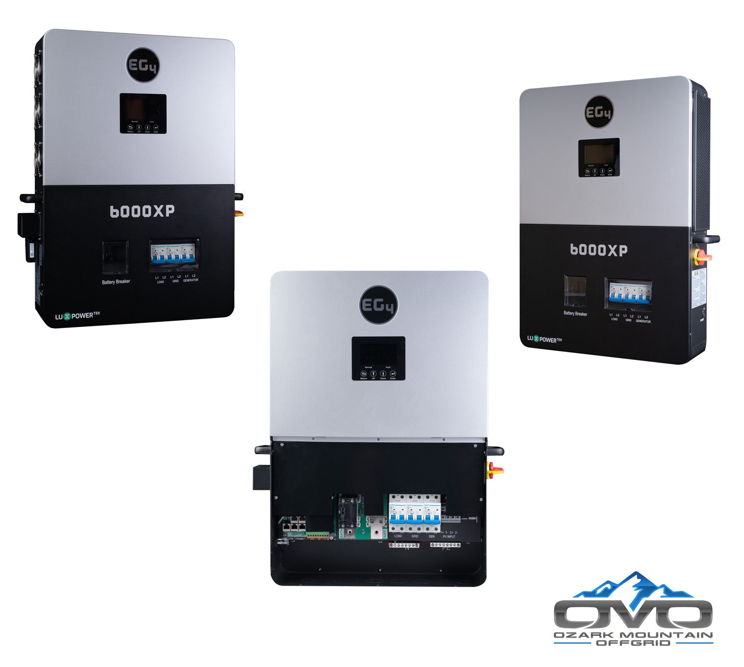 4.4KW Complete Offgrid Solar Kit + 6K EG4 6000XP Inverter + 2x 5.12KW OMO 48V Patriot Lithium Battery + 4.4KW Solar with Roof Mounting Rails and Wiring