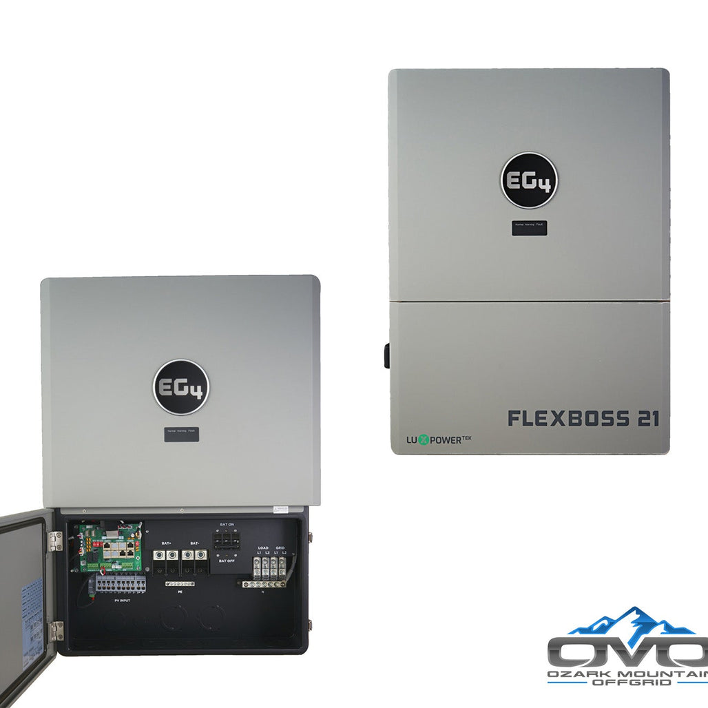 10KW Complete Offgrid Solar Kit + EG4 FlexBOSS21 + 14.3KW 48V EG4 Lithium Indoor Wall Battery + 11KW Solar with Roof Mounting Rails and Wiring