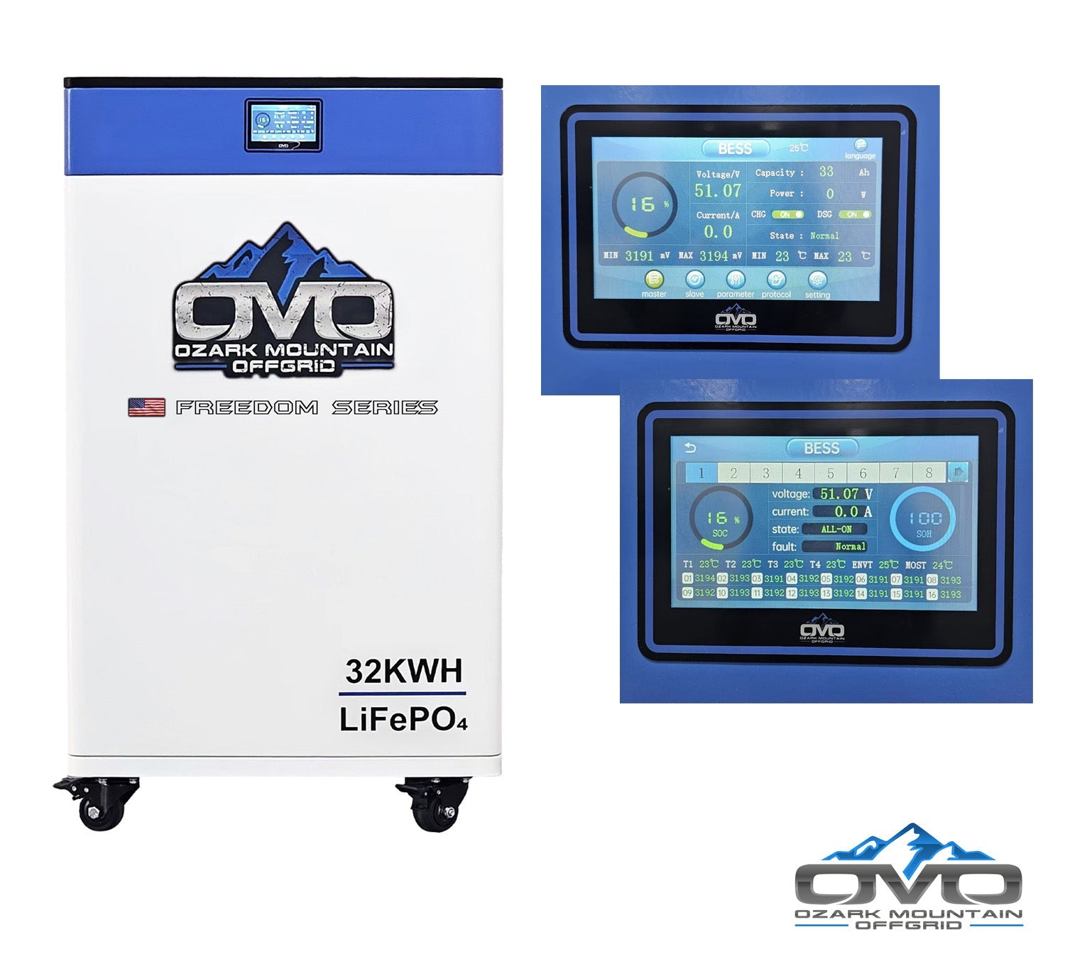 10KW Complete Offgrid Solar Kit + EG4 FlexBOSS21 + 32KW OMO 48V Freedom Series Lithium Battery + 11KW Solar with Ground Mount and Wiring