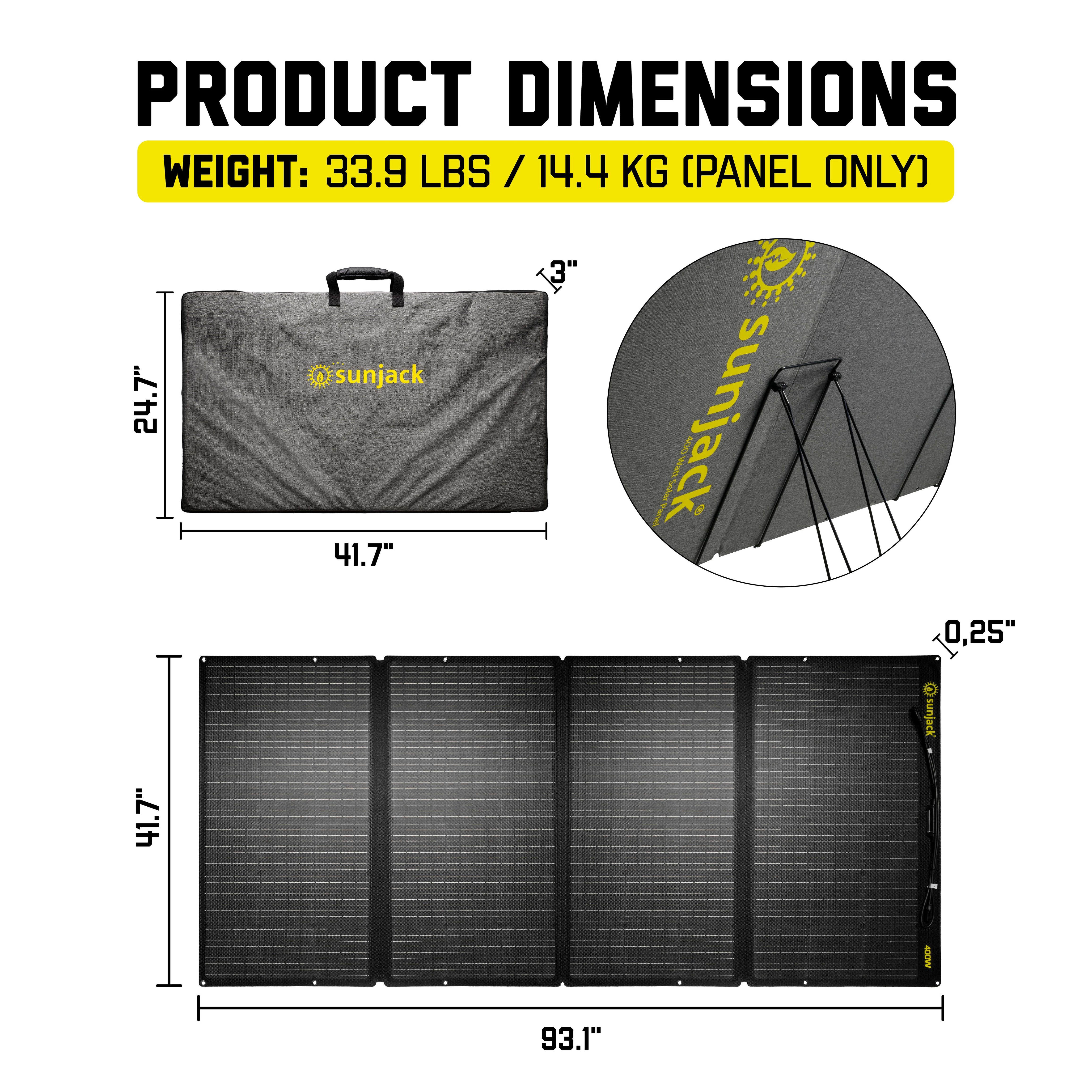 SunJack 400 Watt ETFE Foldable Portable Solar Panel Charger with Bracket Kickstands